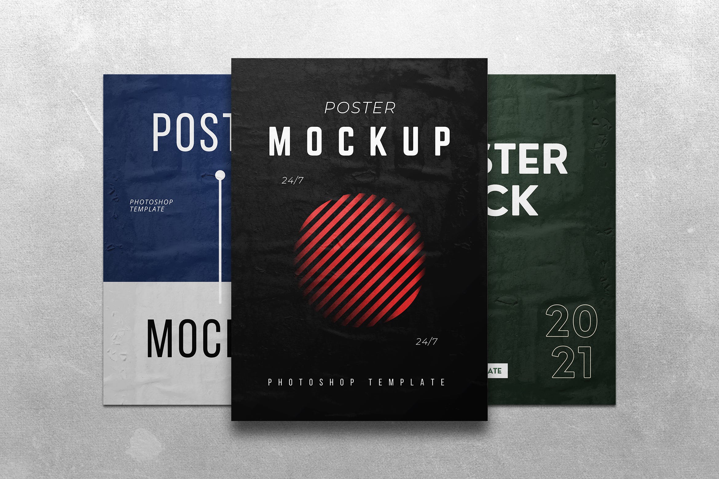 胶合街道海报展示样机 Glued Street Poster Mockup