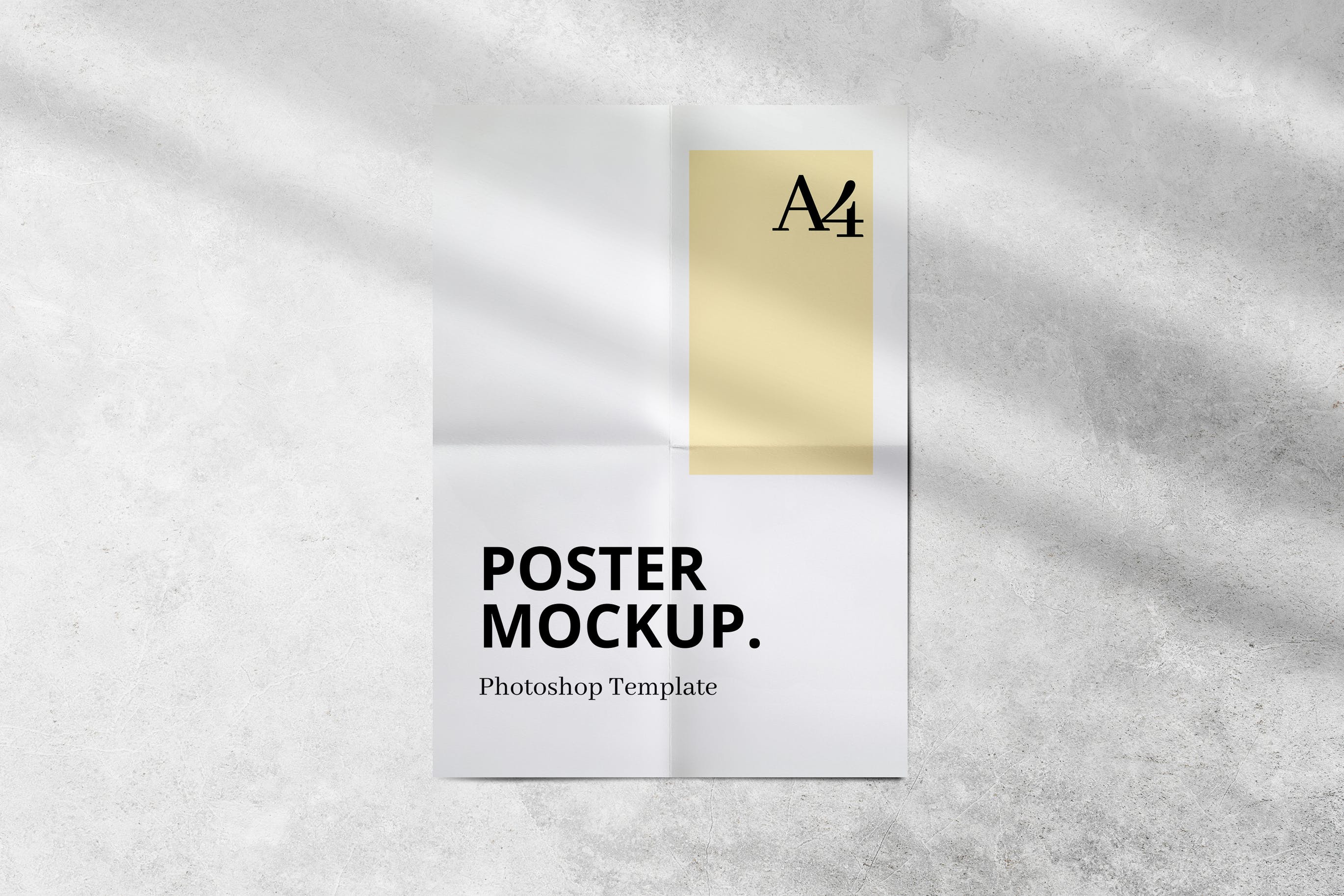 阴影A4尺寸折叠海报样机 A4 Folded Poster Mockup