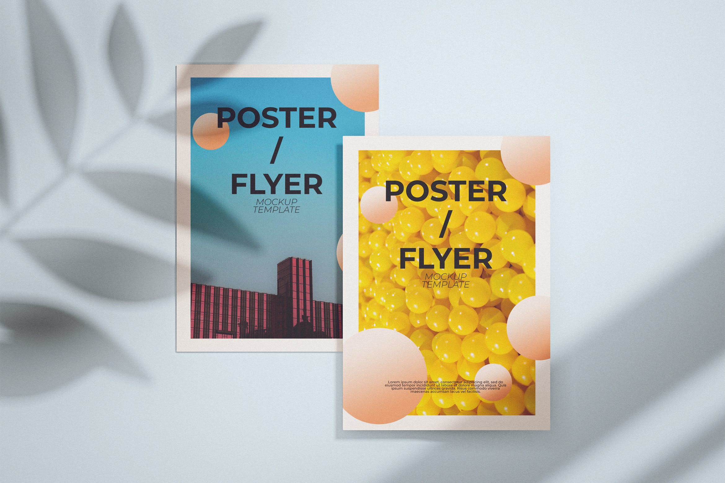 叶子阴影海报展示样机模板 Simple Poster Mockup Template With Leaf Shadow