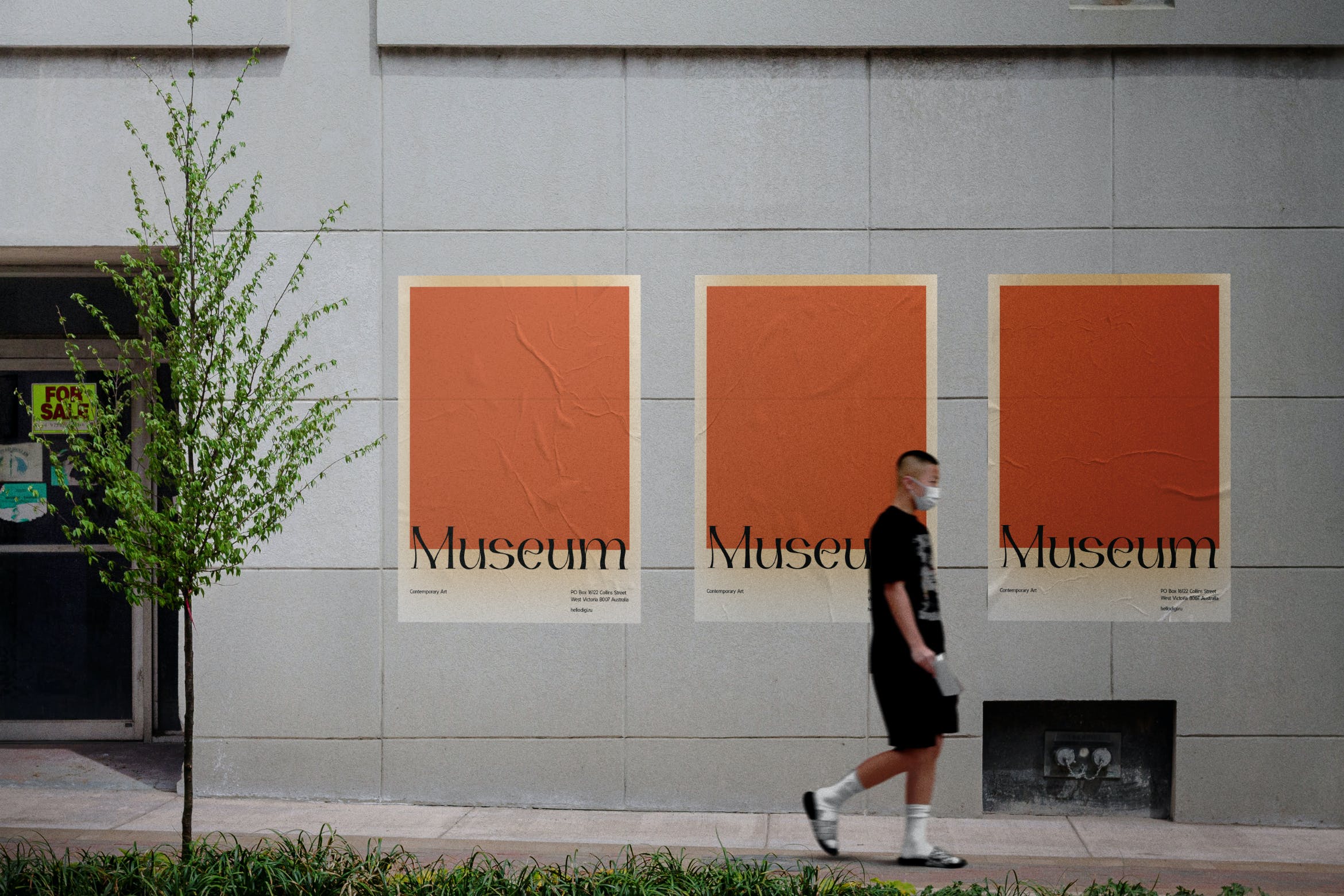 墙体海报展示样机 Wall Poster Mockup