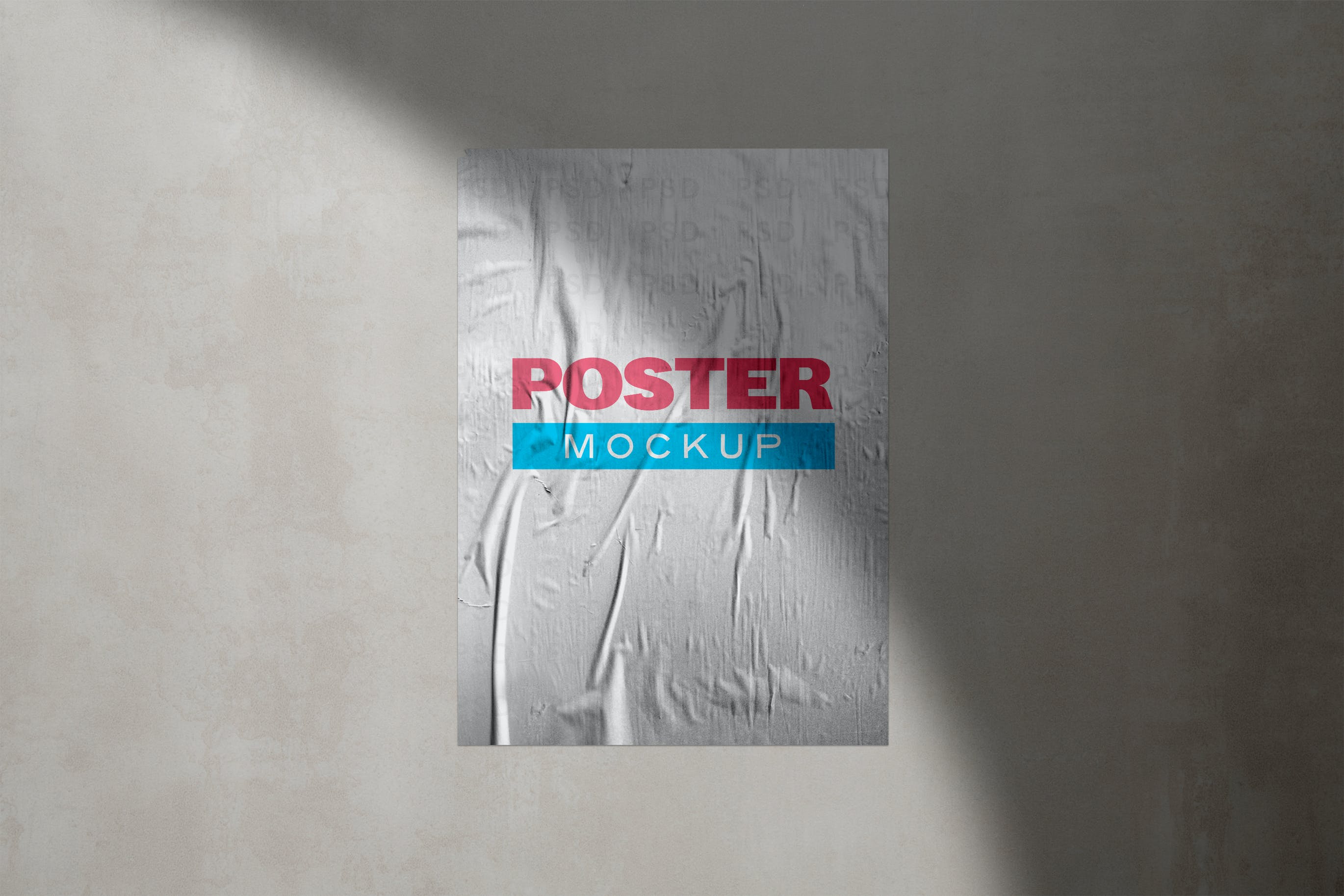 阳光阴影墙体海报样机 Wall Poster Mockup