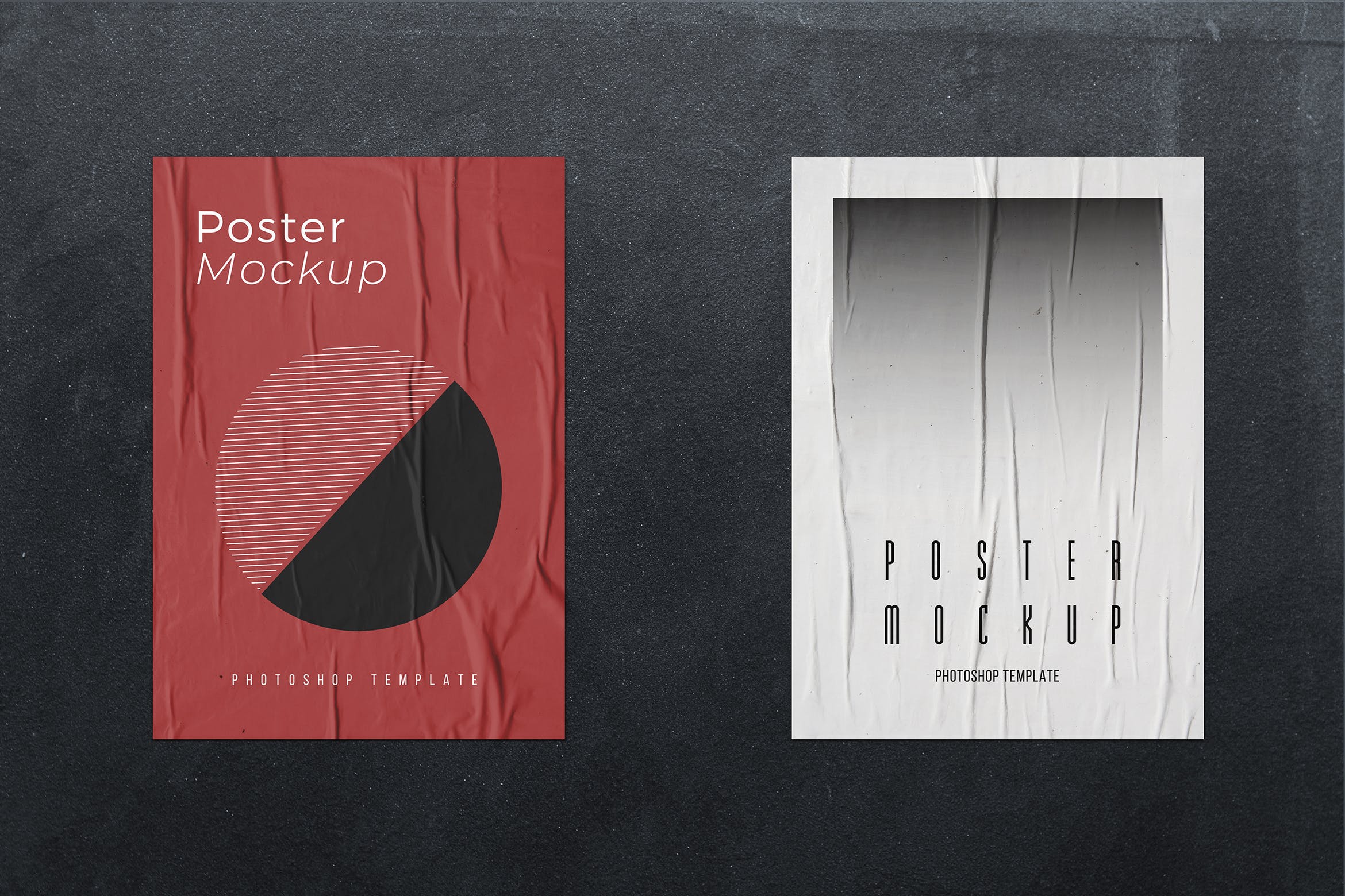 皱纹海报纸张样机 Wrinkled Poster Paper Mockup