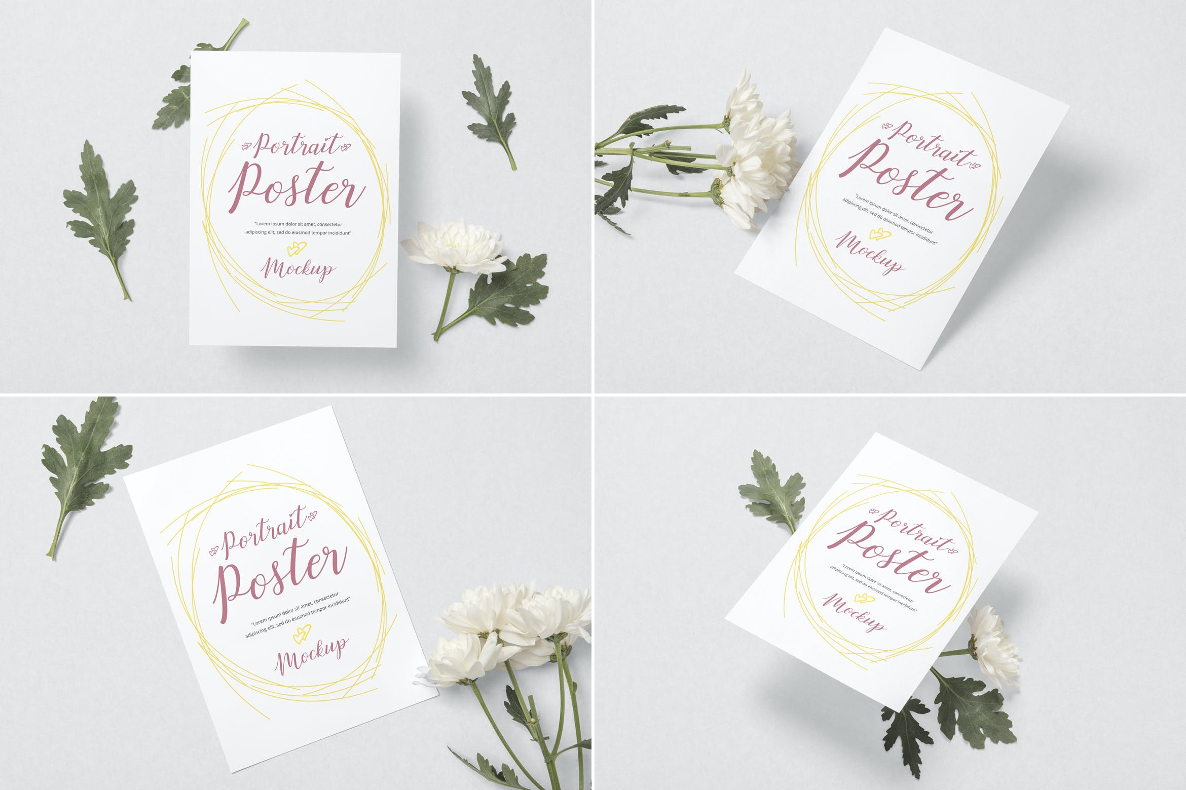 竖版风格明信片设计样机 Portrait Postcard Mockups