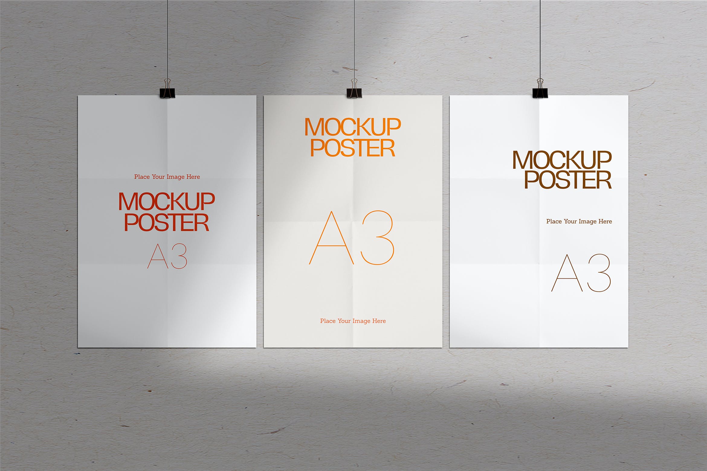 吊挂皱纹海报展示样机 Crumpled Poster Mockup