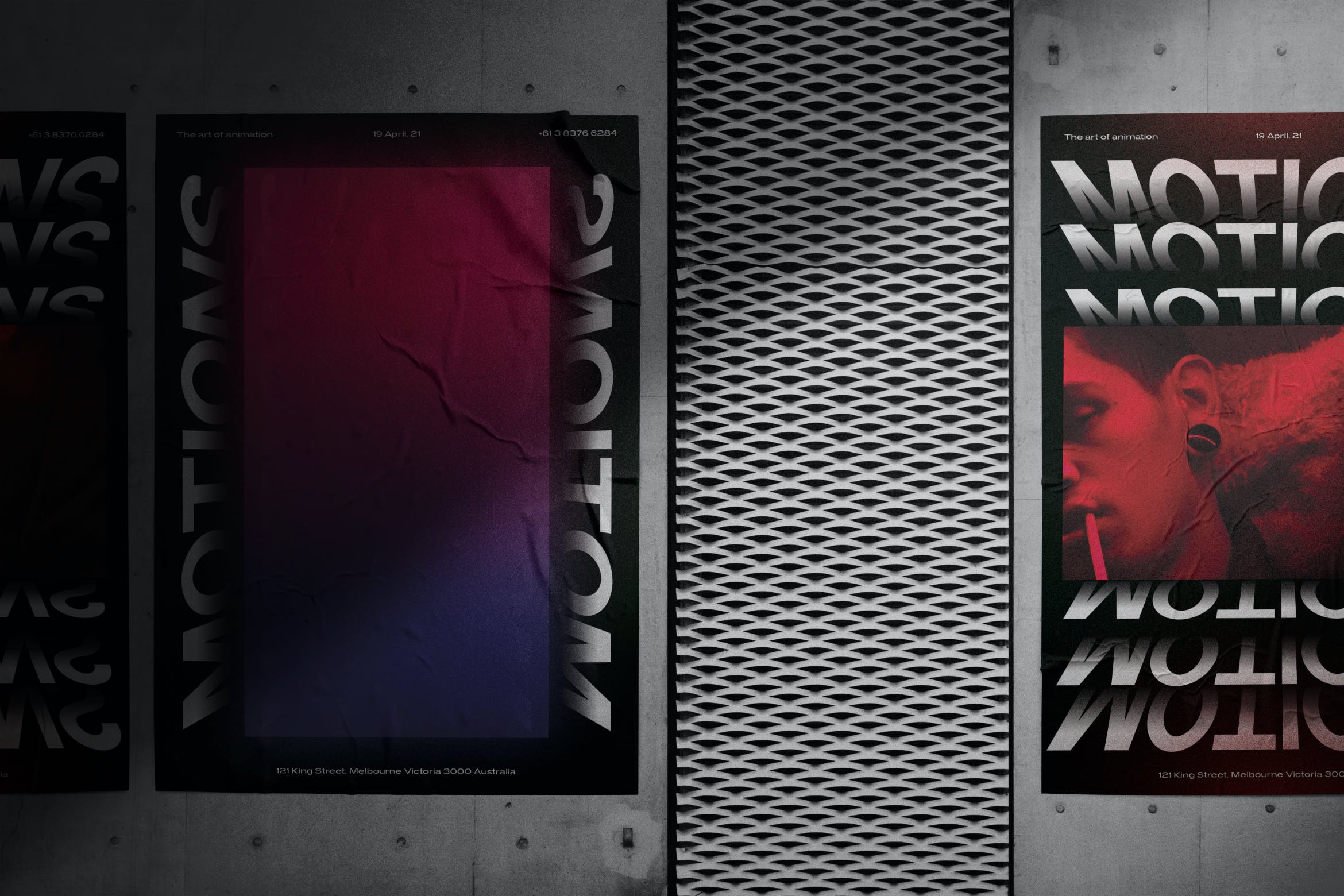 阴影效果石墙海报展示样机 Wall Poster Mockup