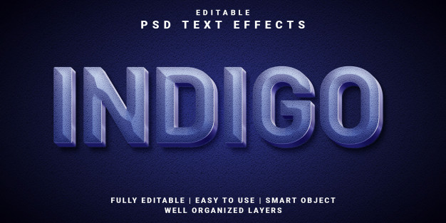靛蓝色的文本特效样式[PSD]