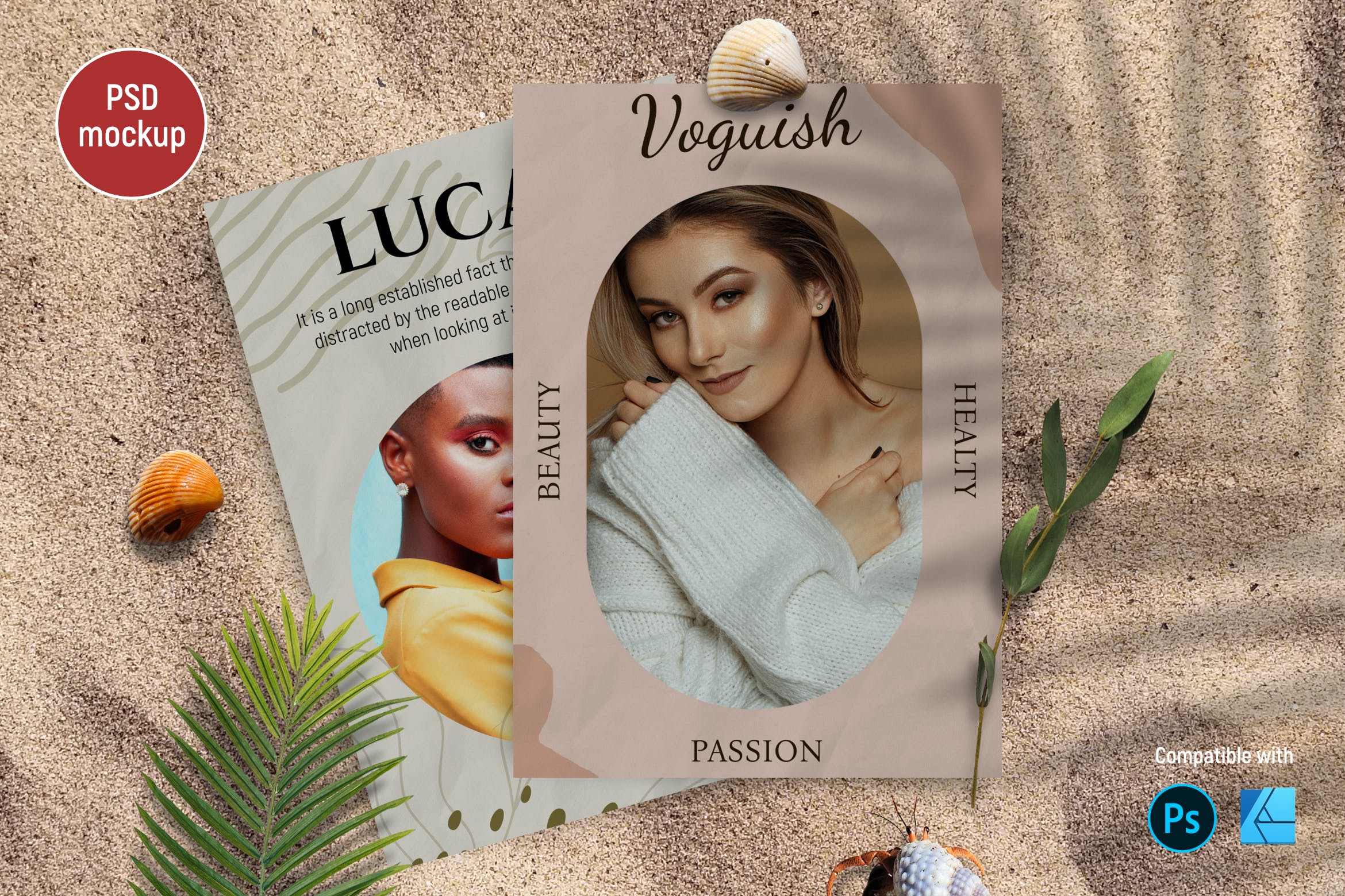 夏季沙滩背景海报展示样机 Summer Poster Mockup