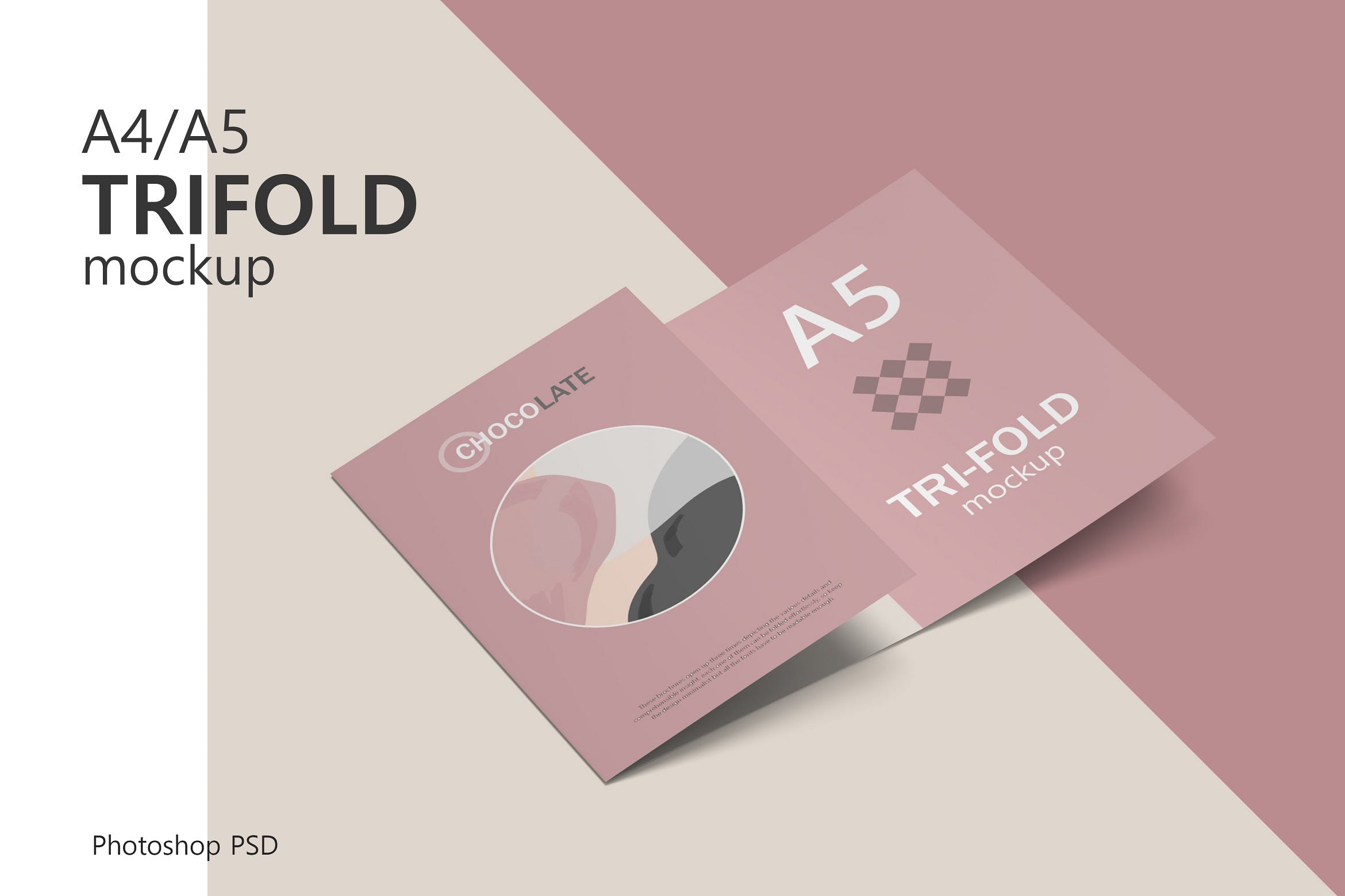 A4 / A5规格三折页小册子样机 A4 / A5 Trifold Brochure Mockup