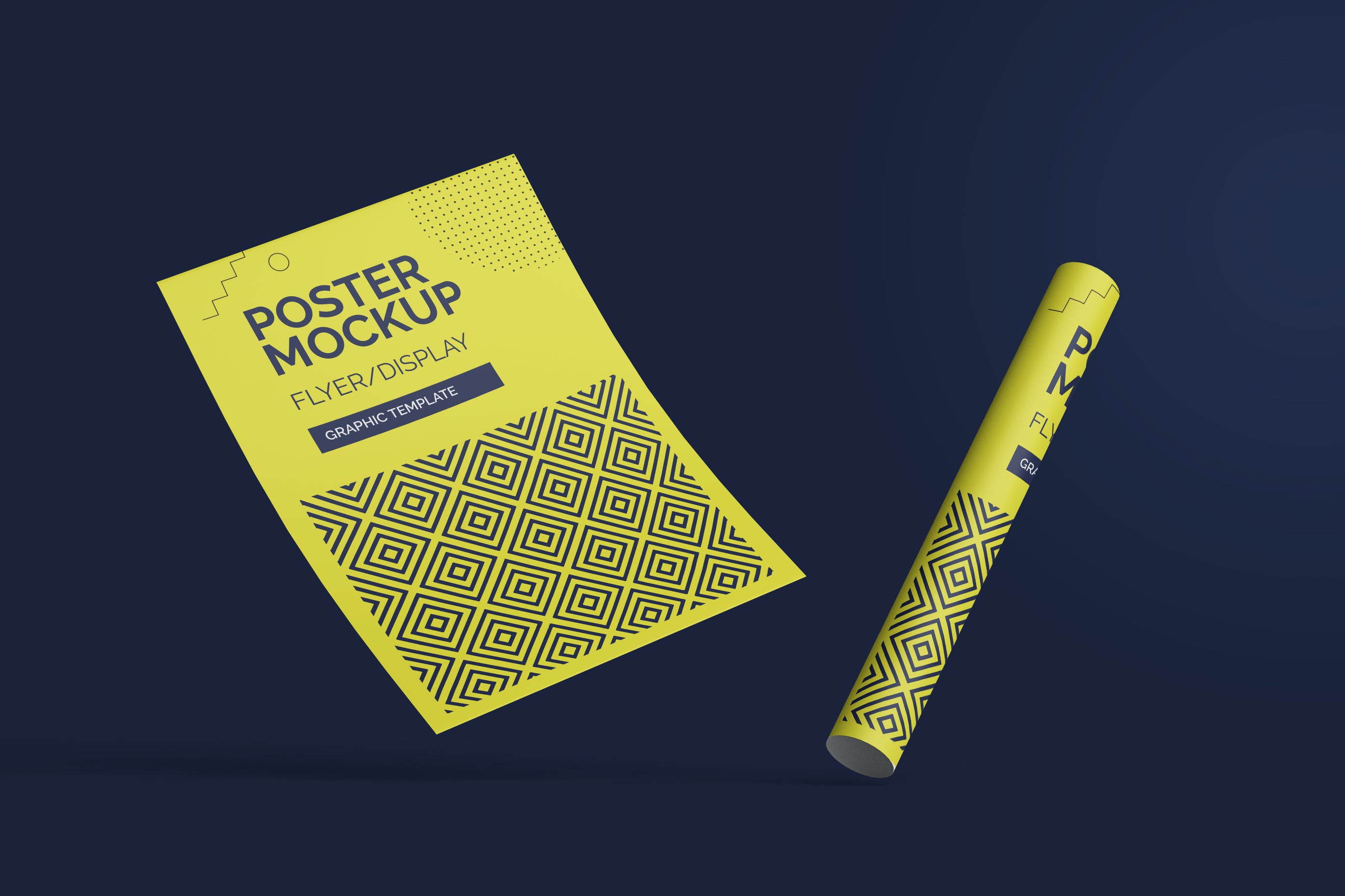 展开&卷曲效果纸张海报样机 Poster Mockup