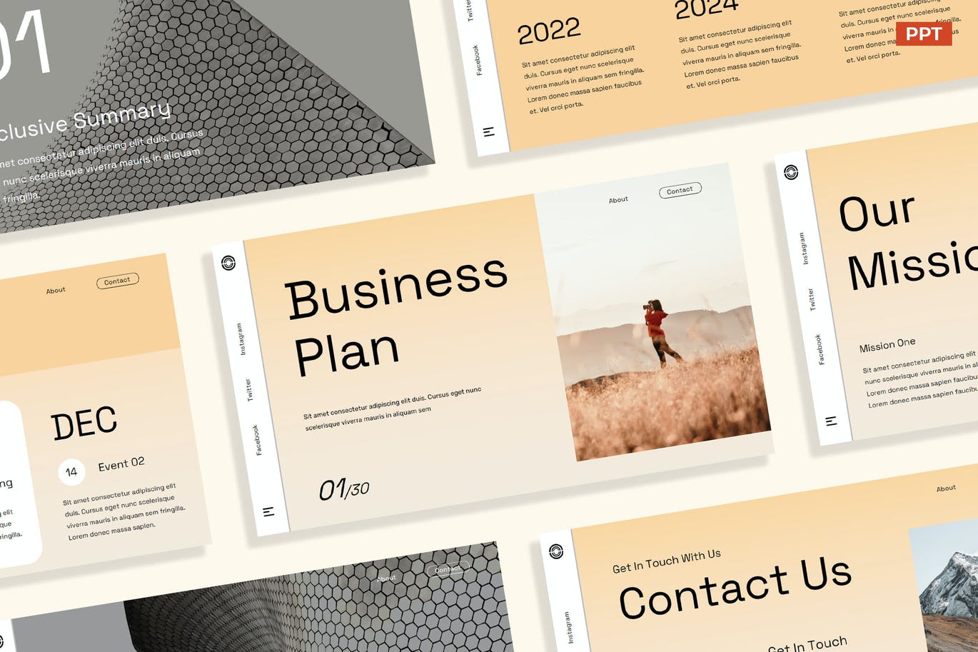 干净渐变浅橙色现代商业计划书PPT