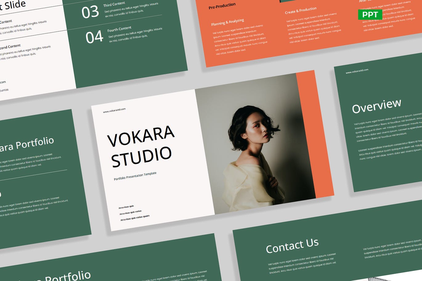 创意白橙绿组合公司介绍PPT模版