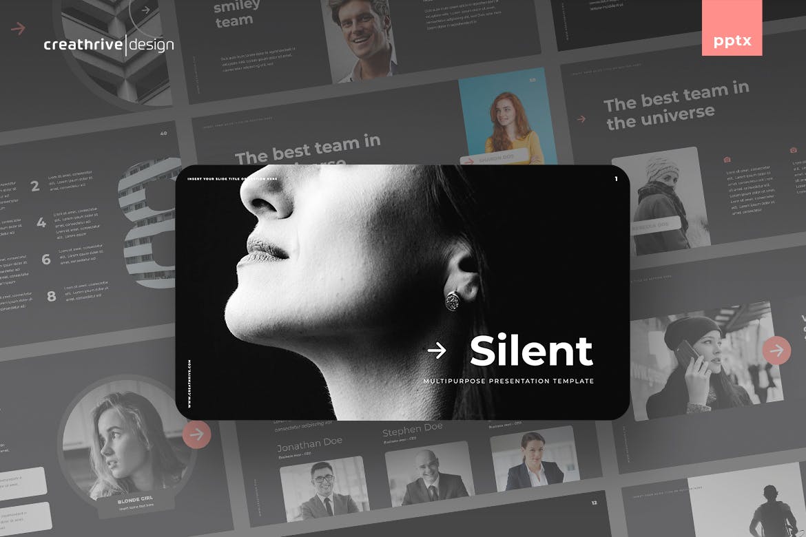 黑白创意欧美风企业简介PPT模版