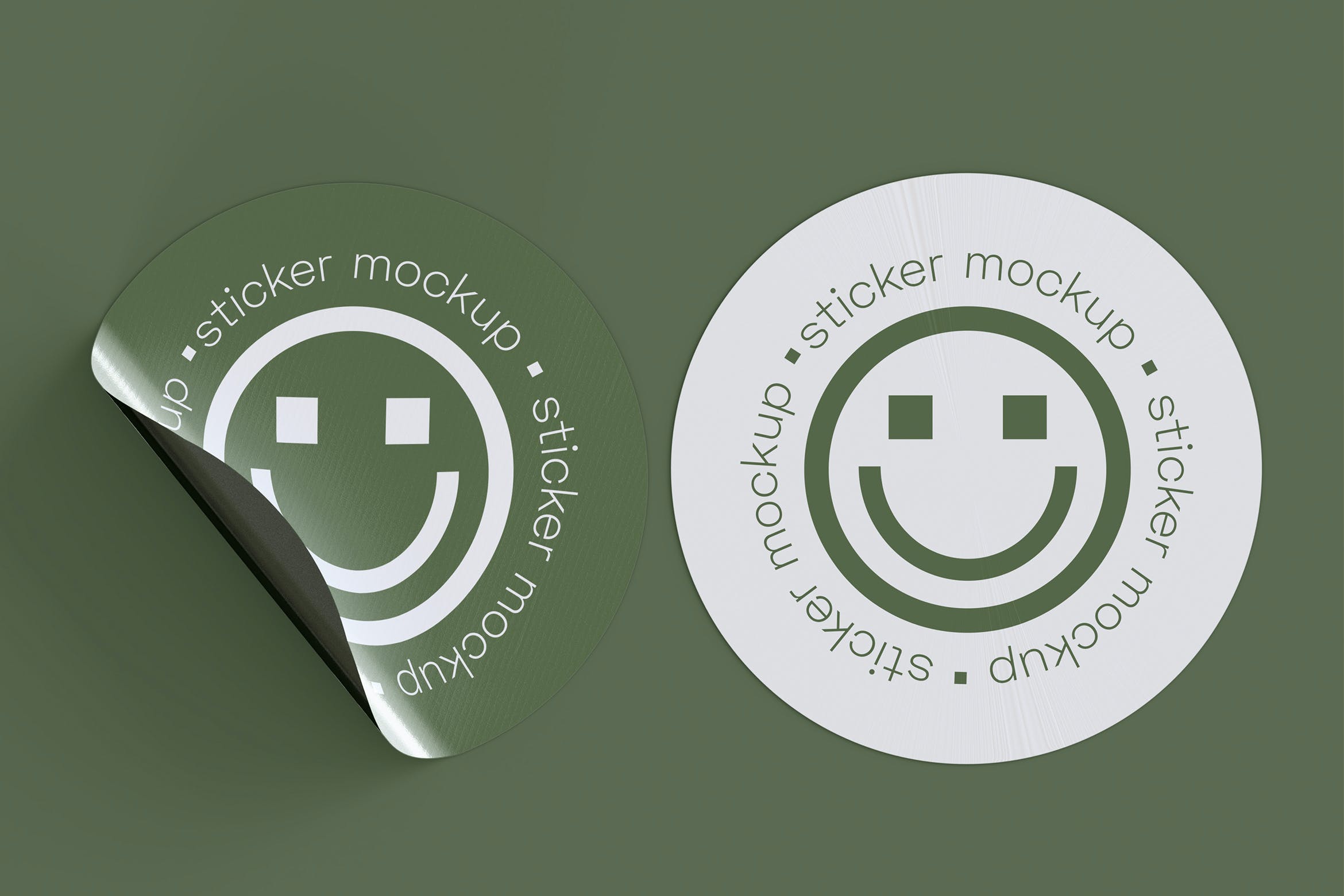 两个不干胶贴纸标签设计样机  Set of Two Adhesive Stickers Mockup