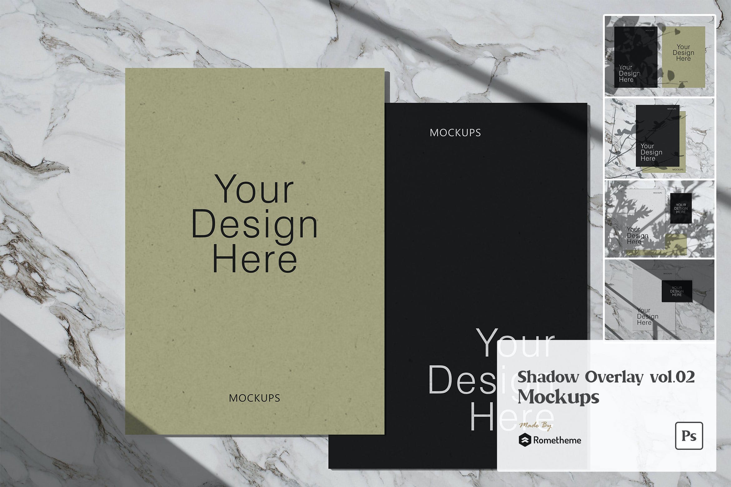 阴影叠加效果纸张海报样机v2 Shadow Overlays vol.02 – Mockup VR