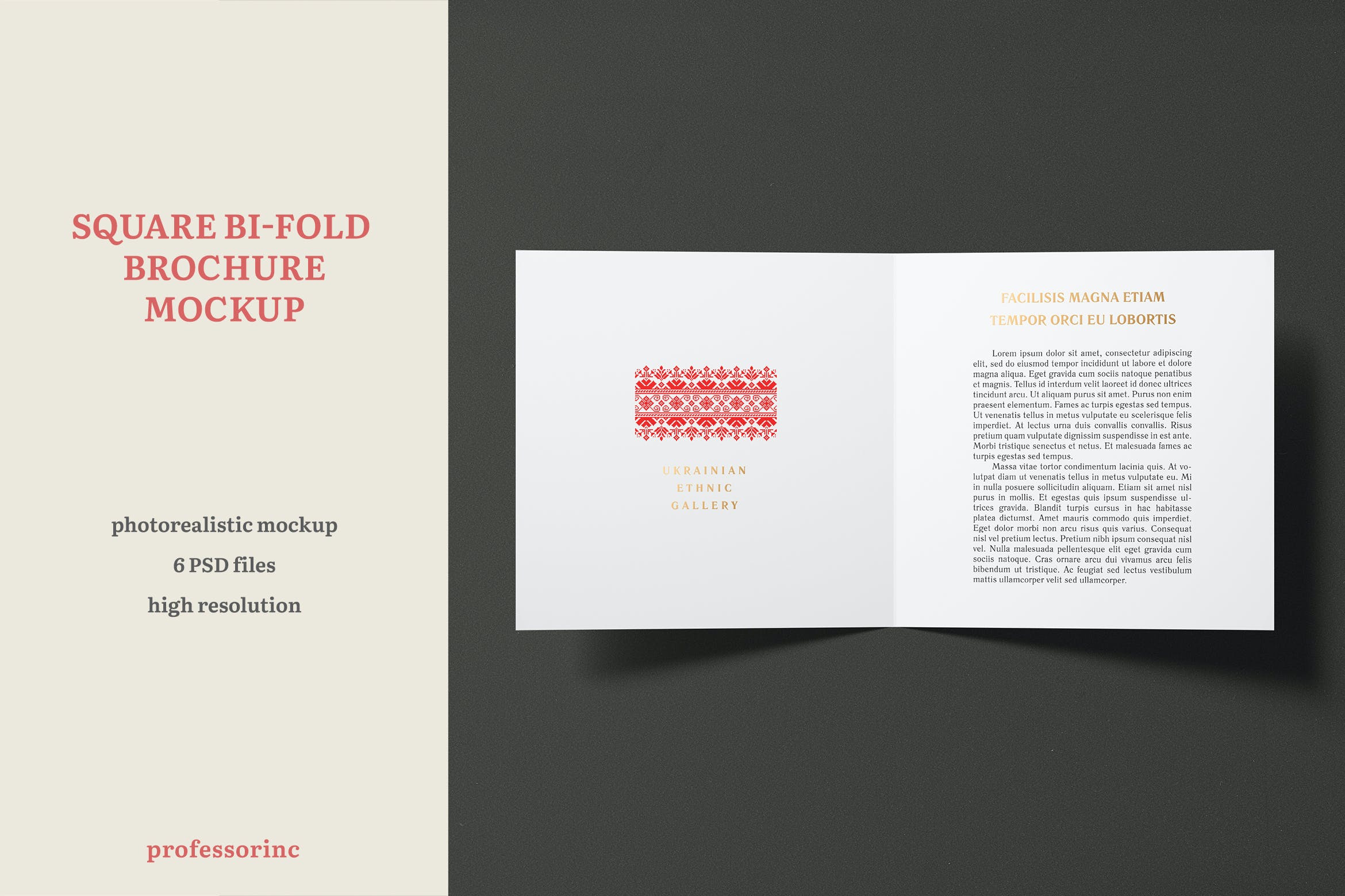 方形尺寸双折页小册子效果图展示样机 Square Bi-Fold Brochure Mockup