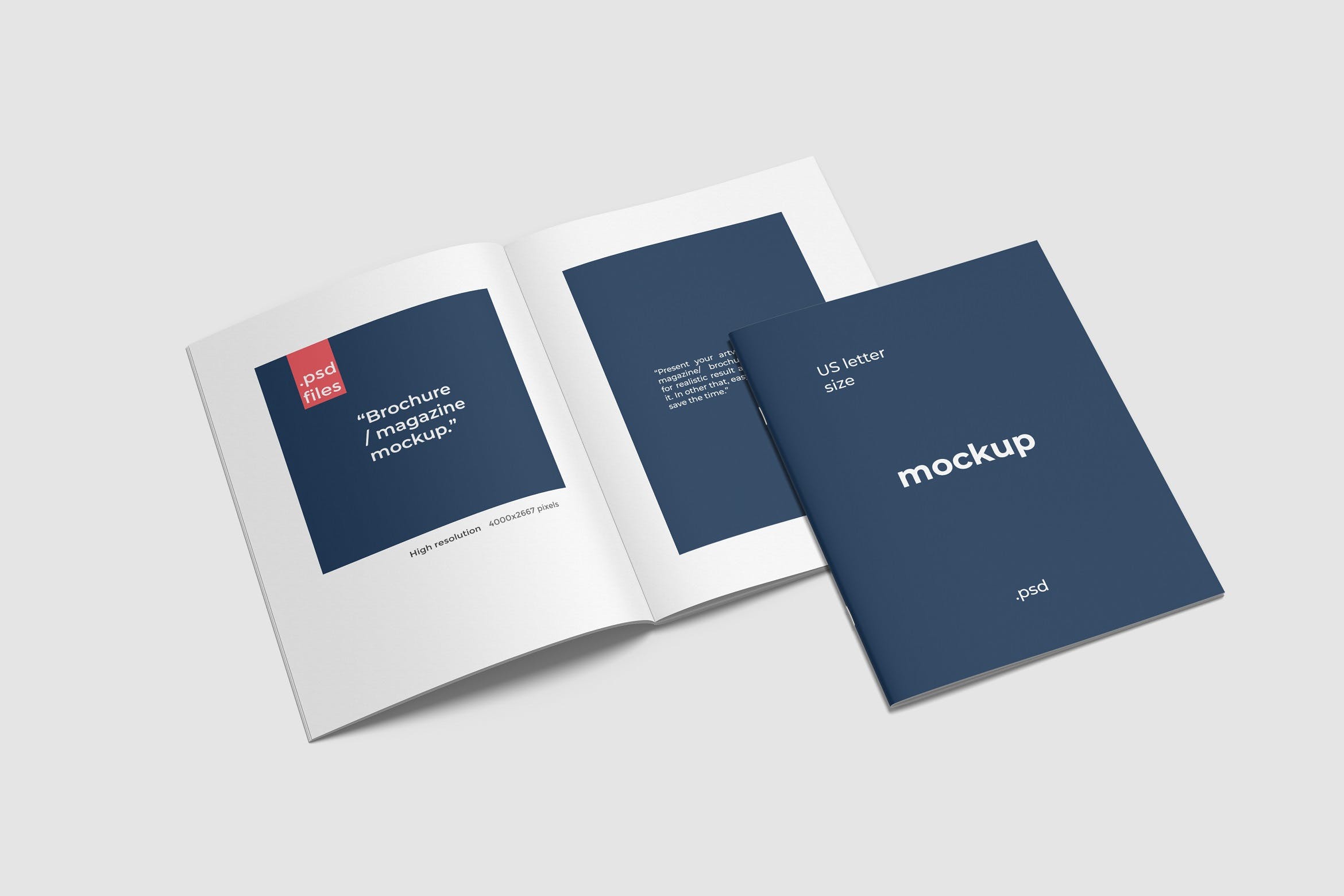 美国信纸尺寸宣传册效果图样机 US Letter Sizes Brochure Mockup