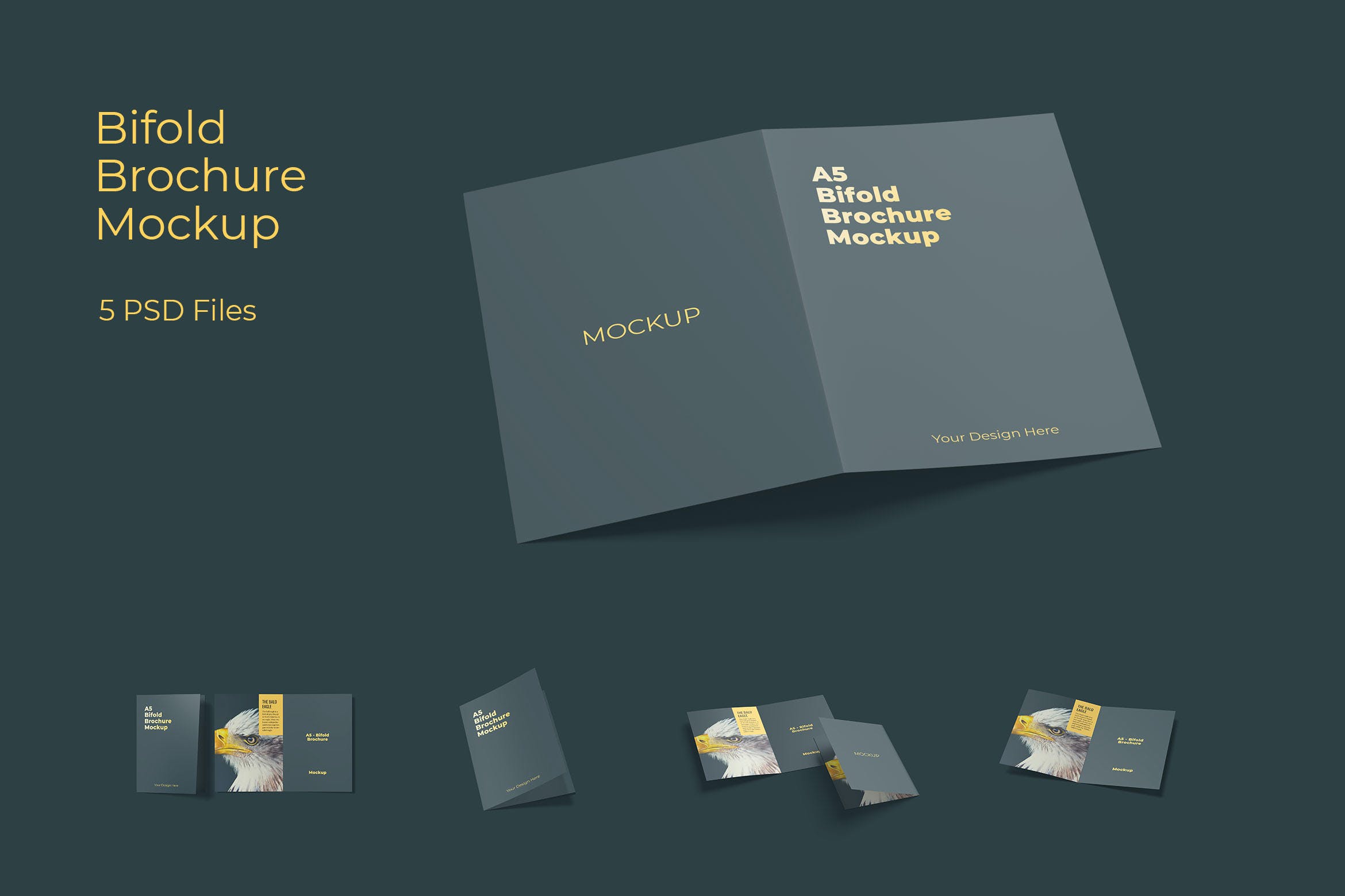 A5双折小册子多角度展示样机v1 A5 Bifold Brochure Mockup Vol 1