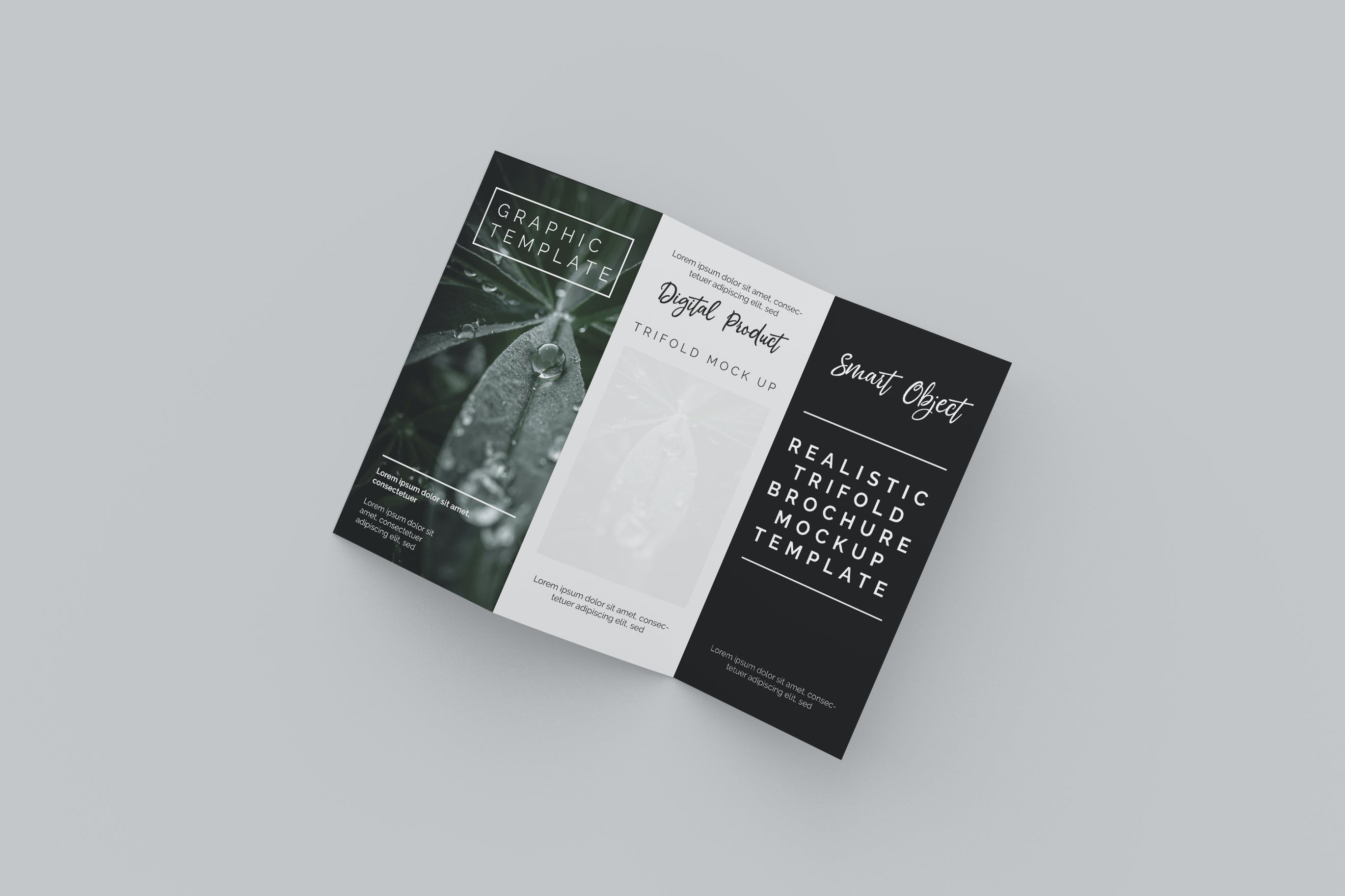 逼真的三折页小册子样机模板 Realistic Trifold Brochure Mockup Template