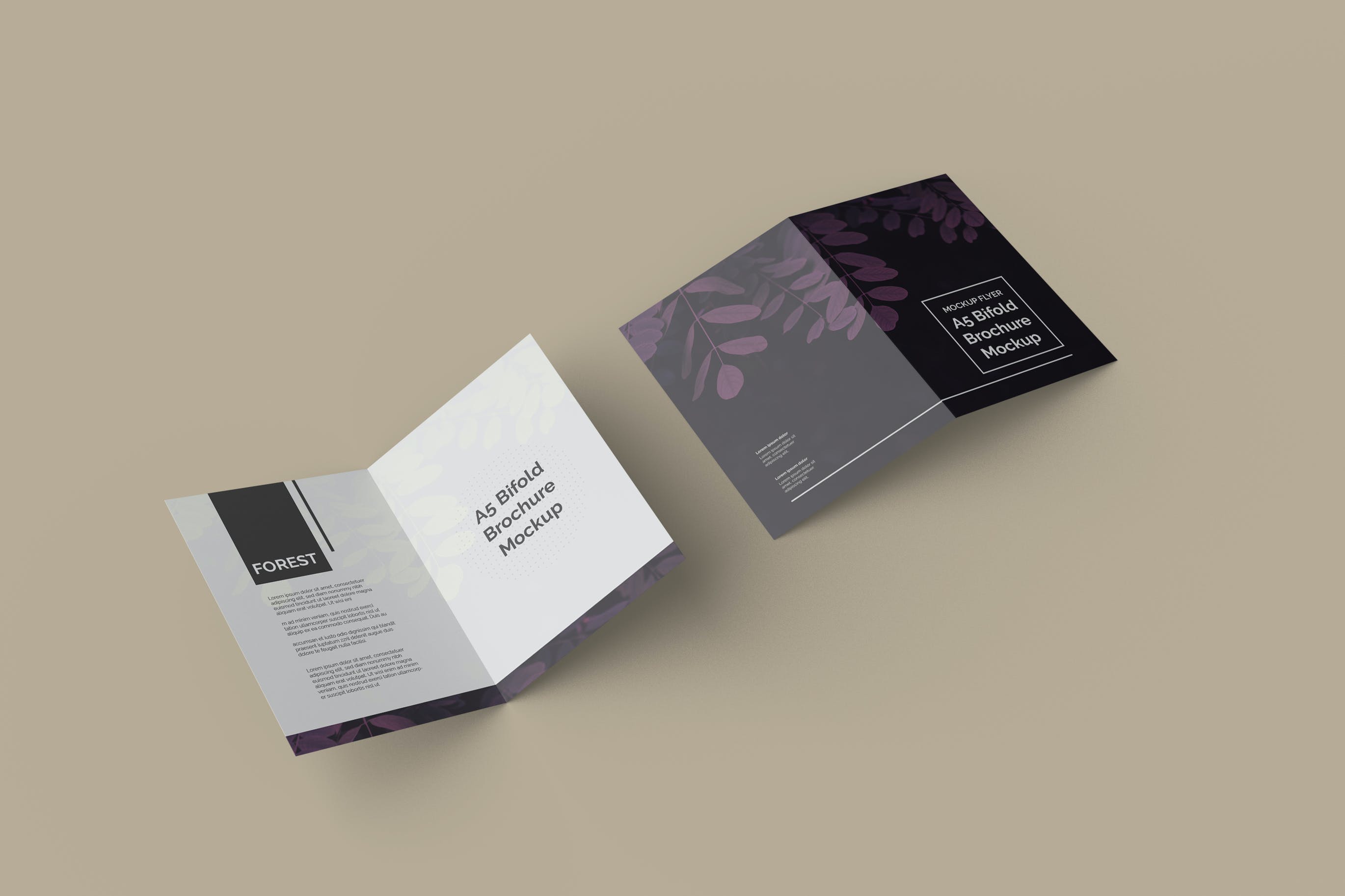 A5双折小册子效果图展示样机 A5 Bifold Brochure Mockup