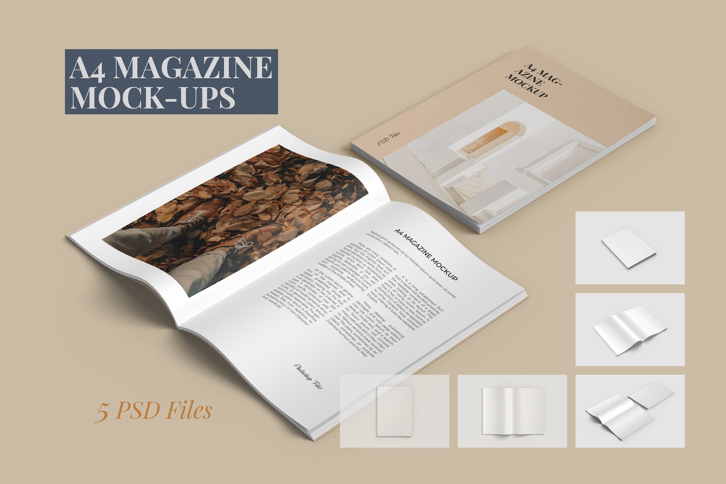 A4尺寸杂志效果图展示样机 A4 Magazine Mockups