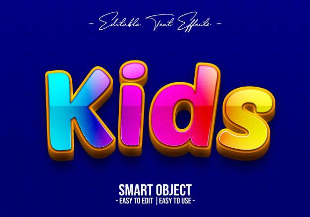 彩色渐变儿童字体效果样式[PSD]