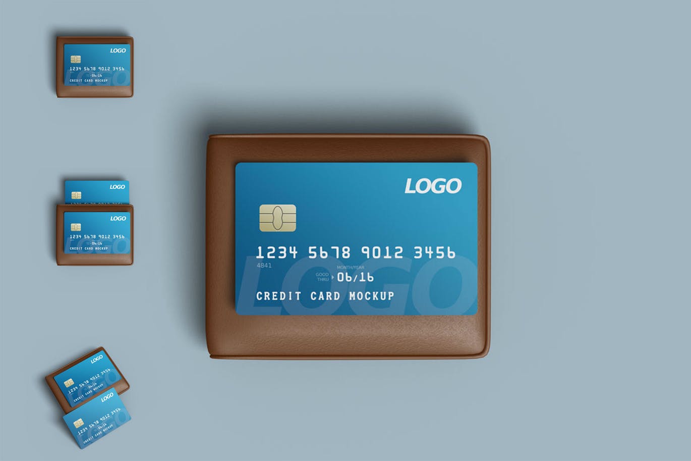 钱包储蓄卡/信用卡样机图素材 Credit card mockup with wallet