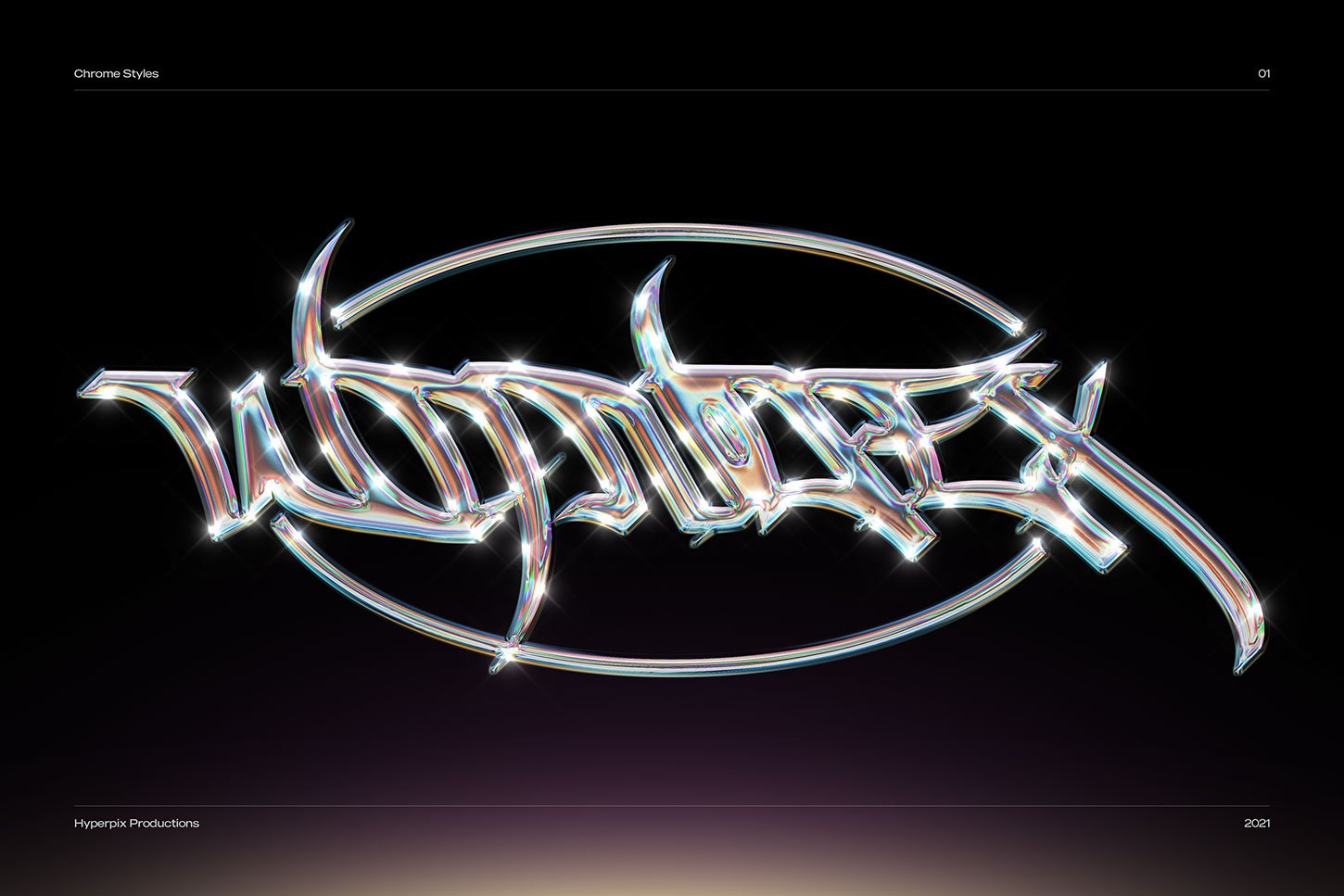 发光的金属镀铬文字图层样式模板