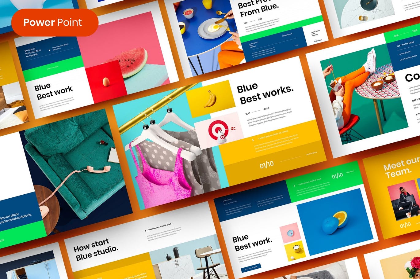 简约清新优雅时尚配色的高品质商业商务powerpoint幻灯片演示模板（pptx）