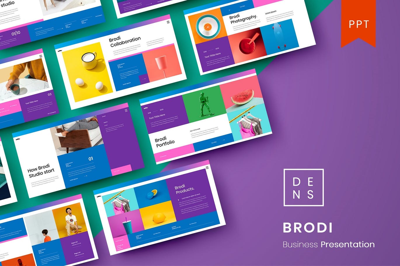 清新时尚高端简约商业商务powerpoint幻灯片演示模板（pptx）