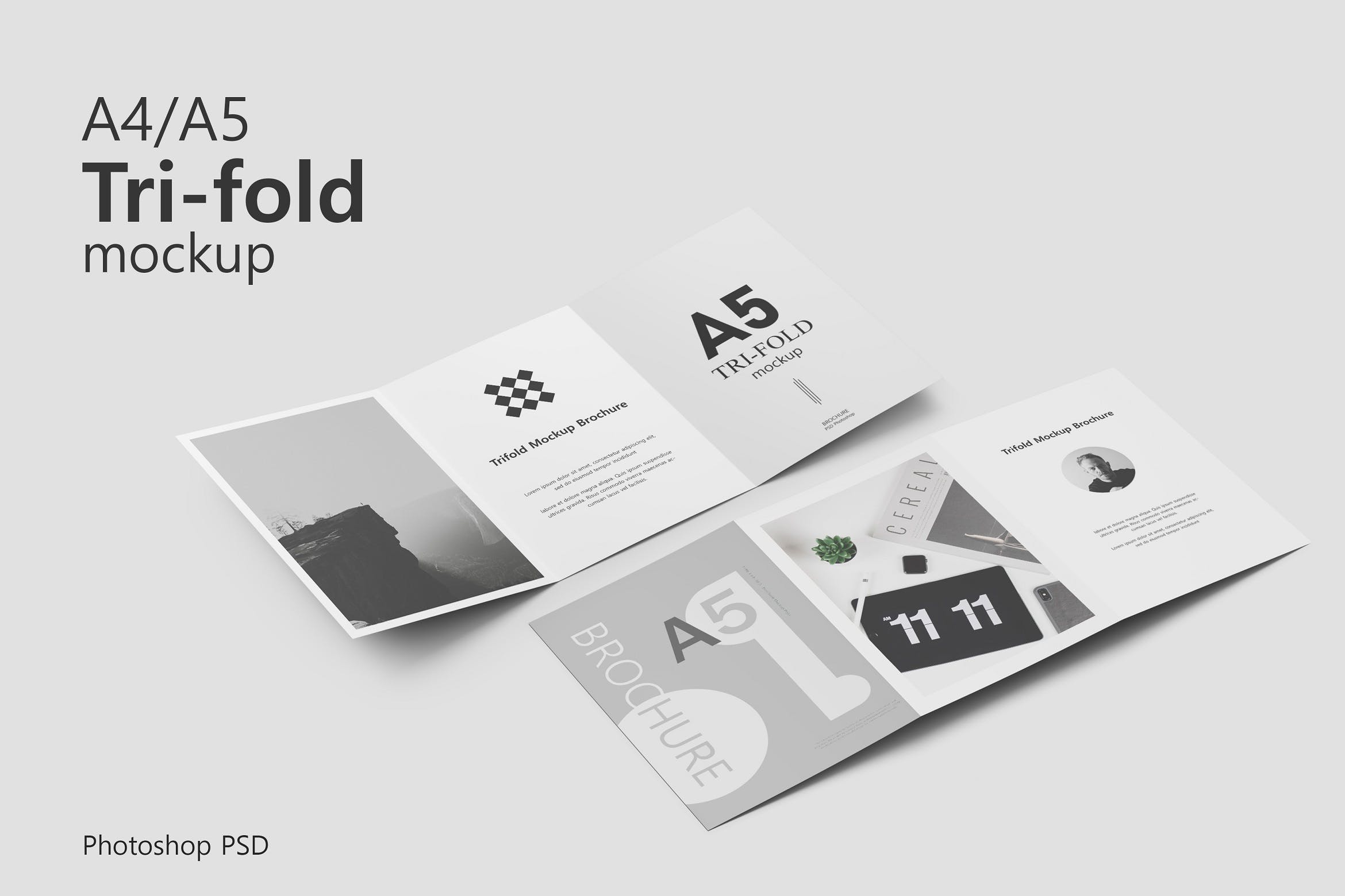 三折页小册子版式设计样机 Trifold Brochure Mockup