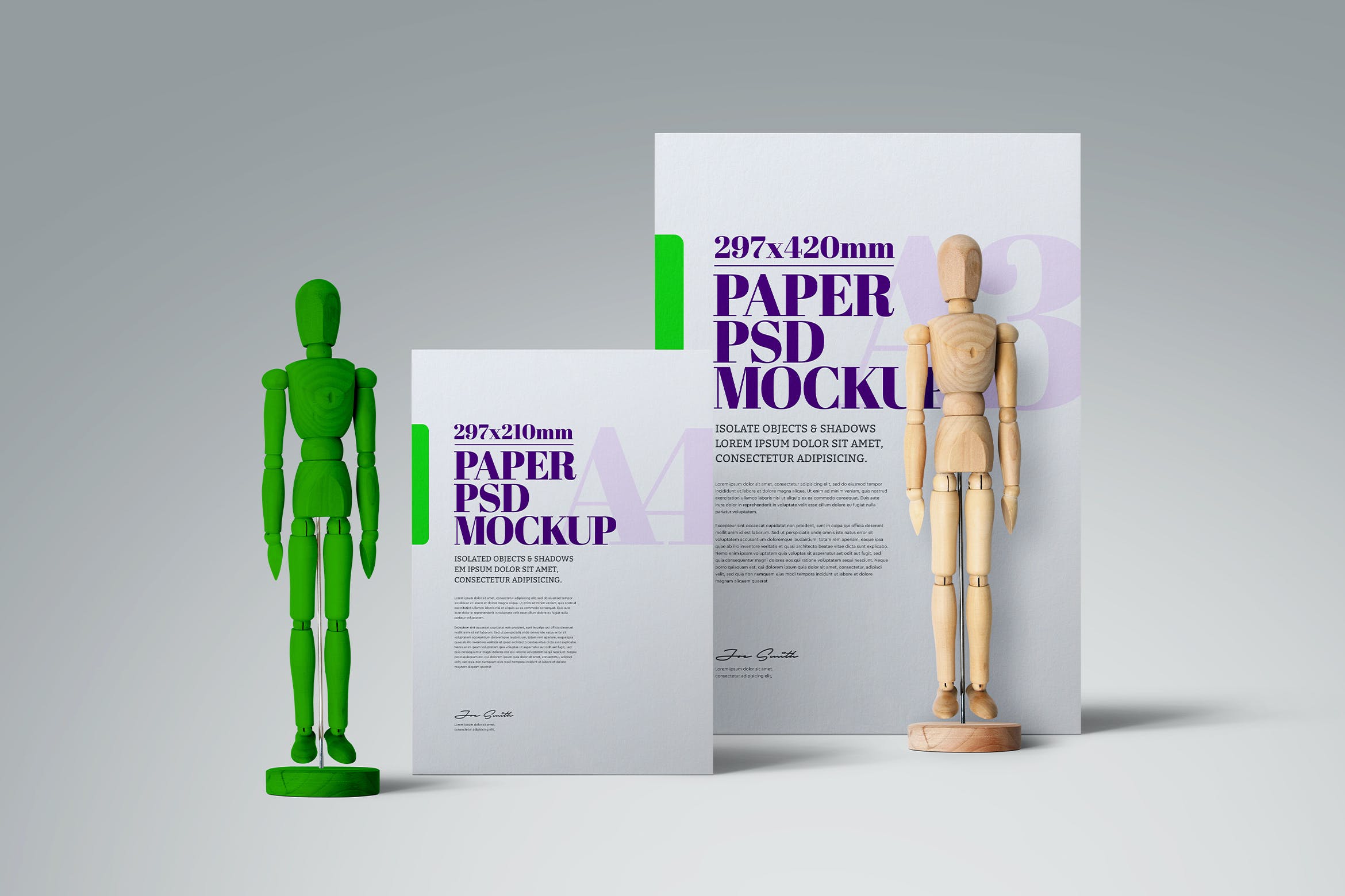 关节式人体模型元素A3/A4传单海报样机素材 A3 A4 Flyer Poster-Manikin Articulated Mockup