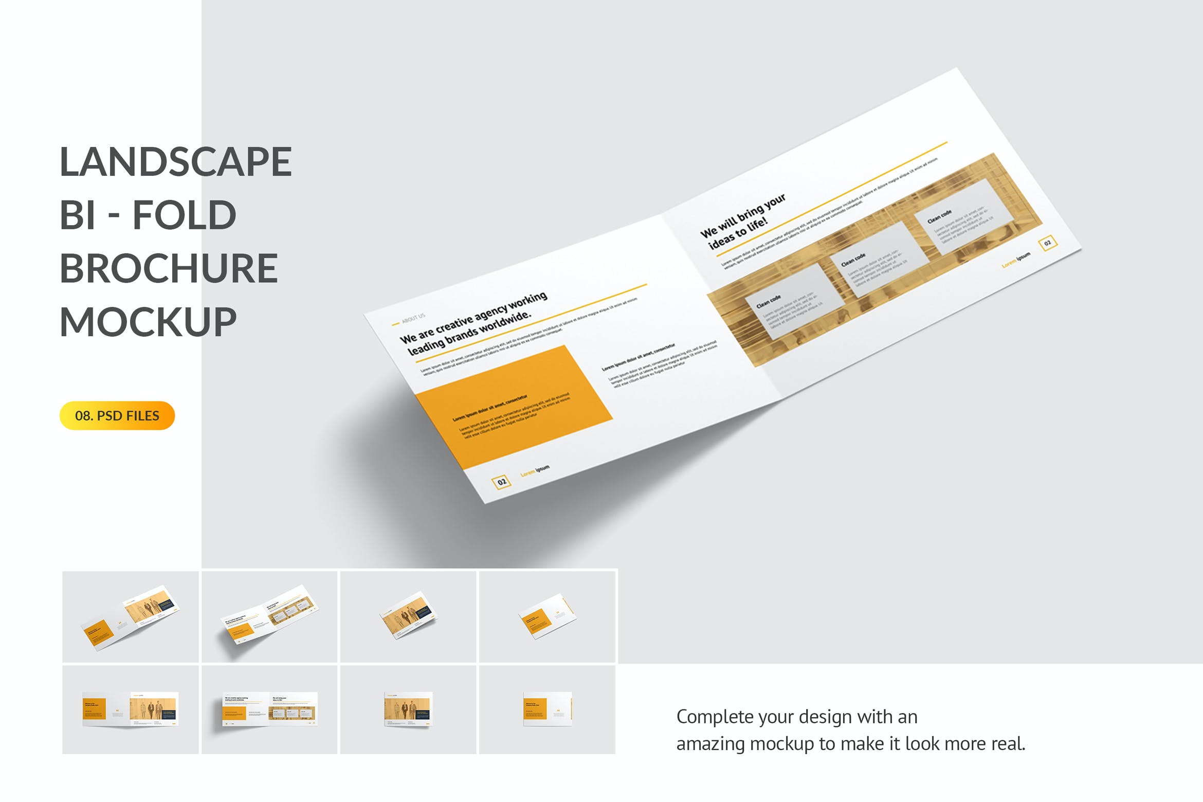 双折广告小册子效果图设计样机 Bifold Brochure Mockup