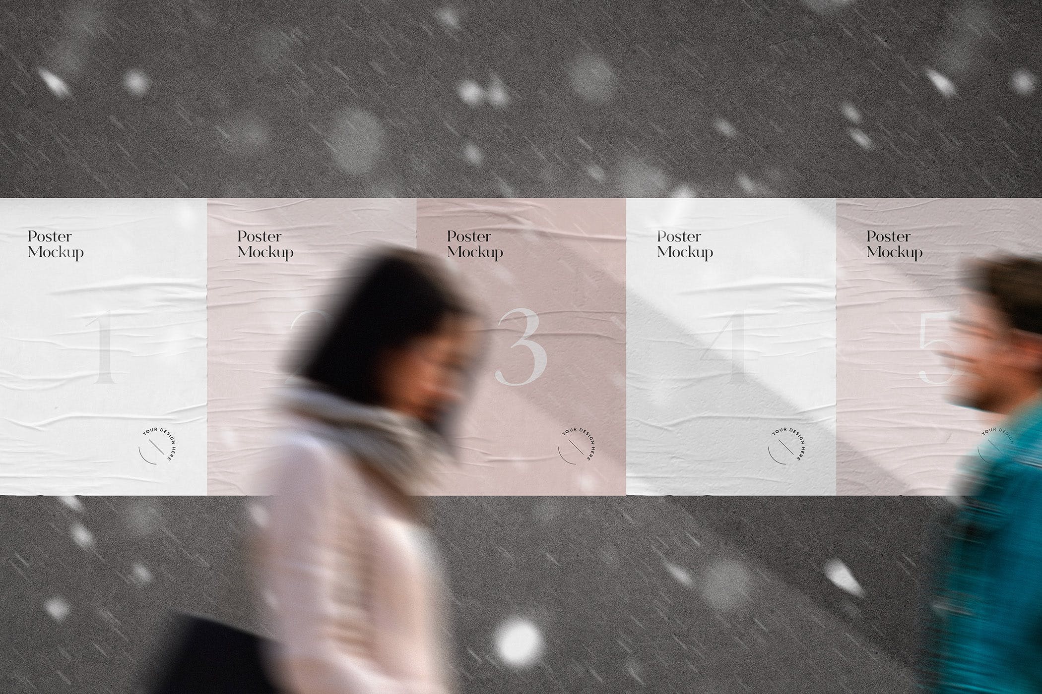 街头海报设计效果图样机模板合集 Street Wall Glued Posters Mockup