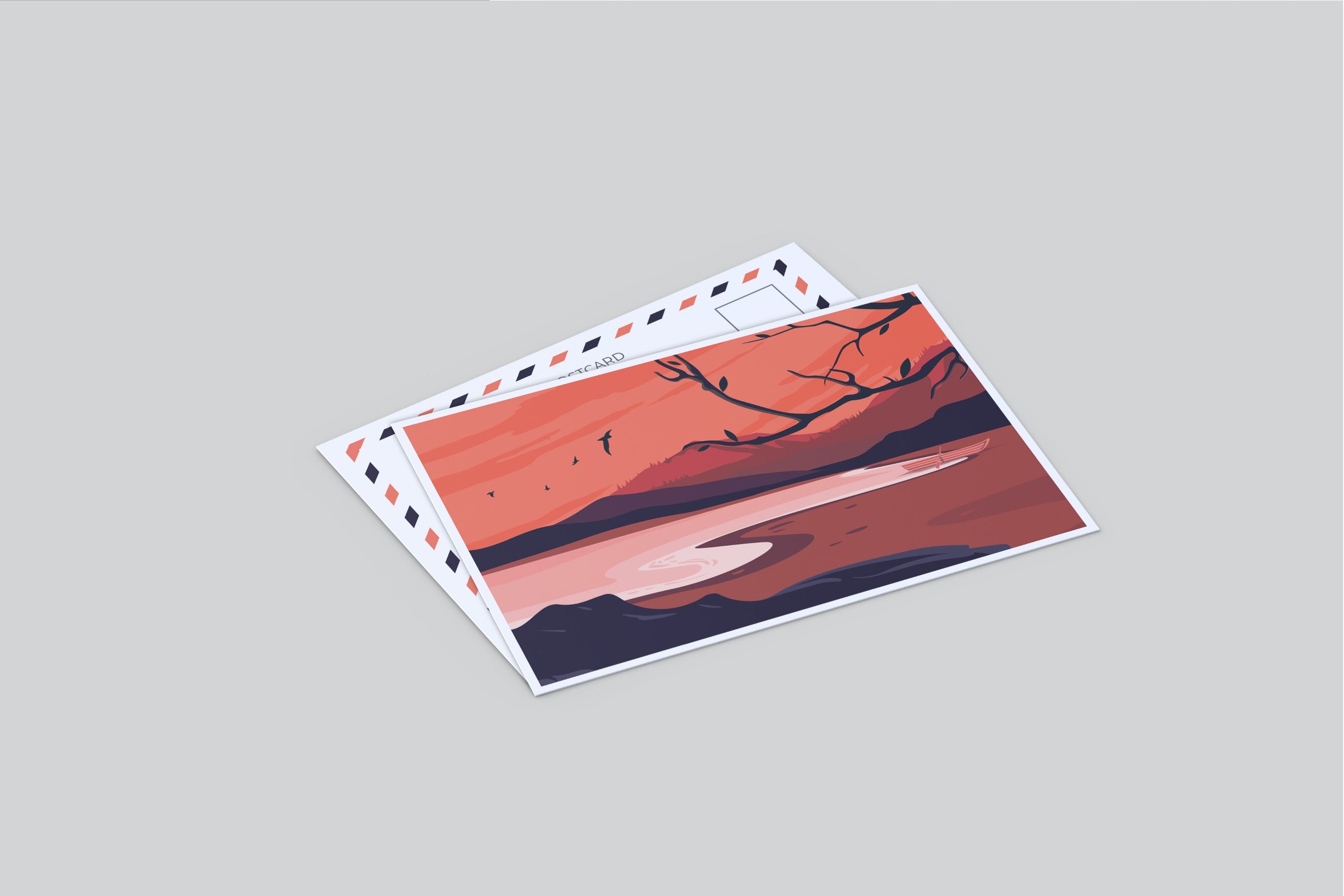 明信片设计效果图展示样机模板v2 Postcard Mockup V2