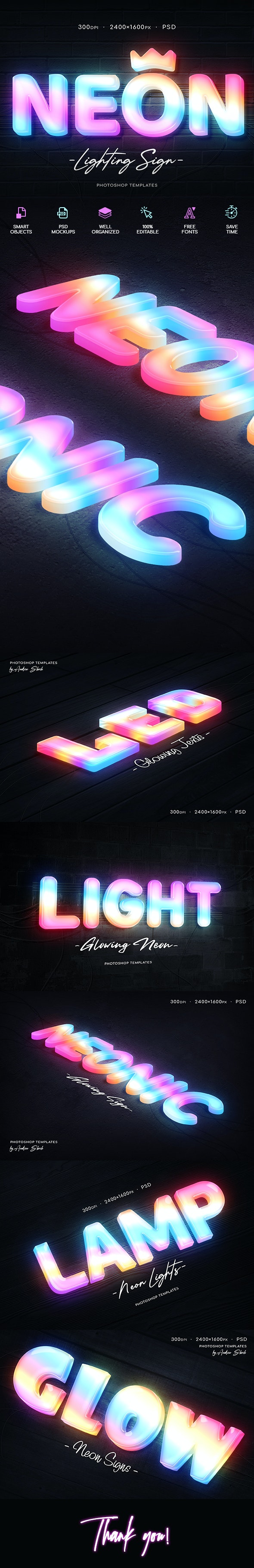 发光霓虹灯招牌标志ps文本效果