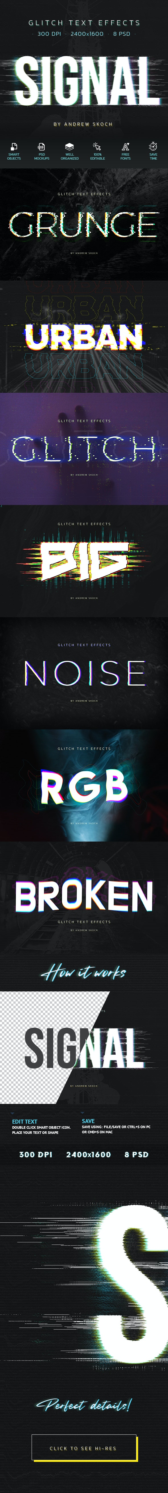 信号干扰小故障文字效果psd模板