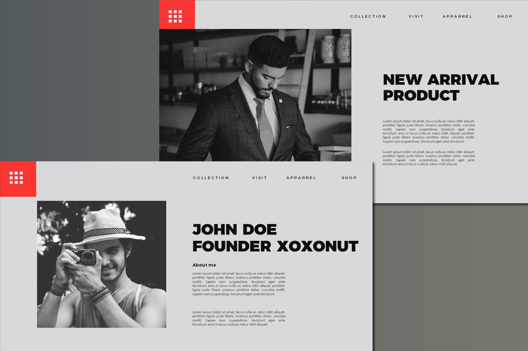 黑白男装摄影个性时尚ppt设计模板