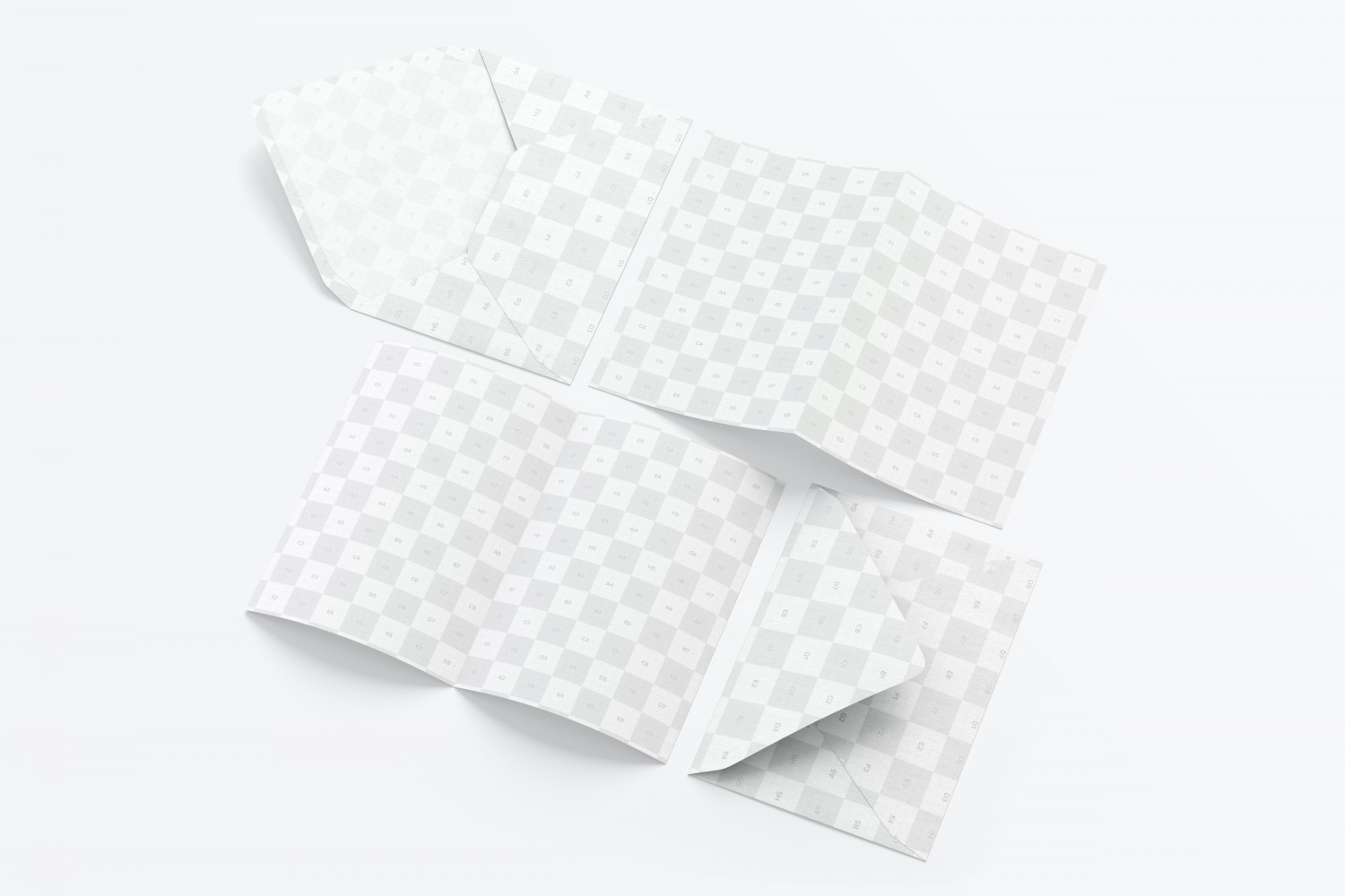 A7尺寸内页外页展示设计贺卡&信封样机 A7 Greeting Card Mockup with Envelope, Spread Exterior, and Interior Pages