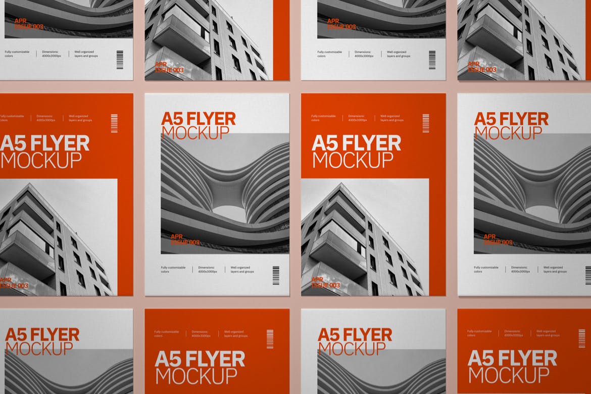 A5尺寸海报/宣传单效果图展示样机模板v6 A5 Flyer Mockup