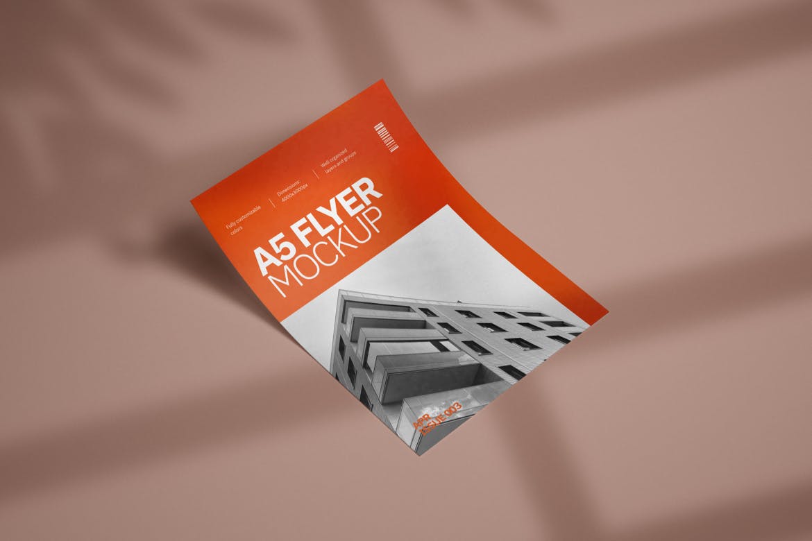 A5尺寸海报/宣传单效果图展示样机模板v4 A5 Flyer Mockup