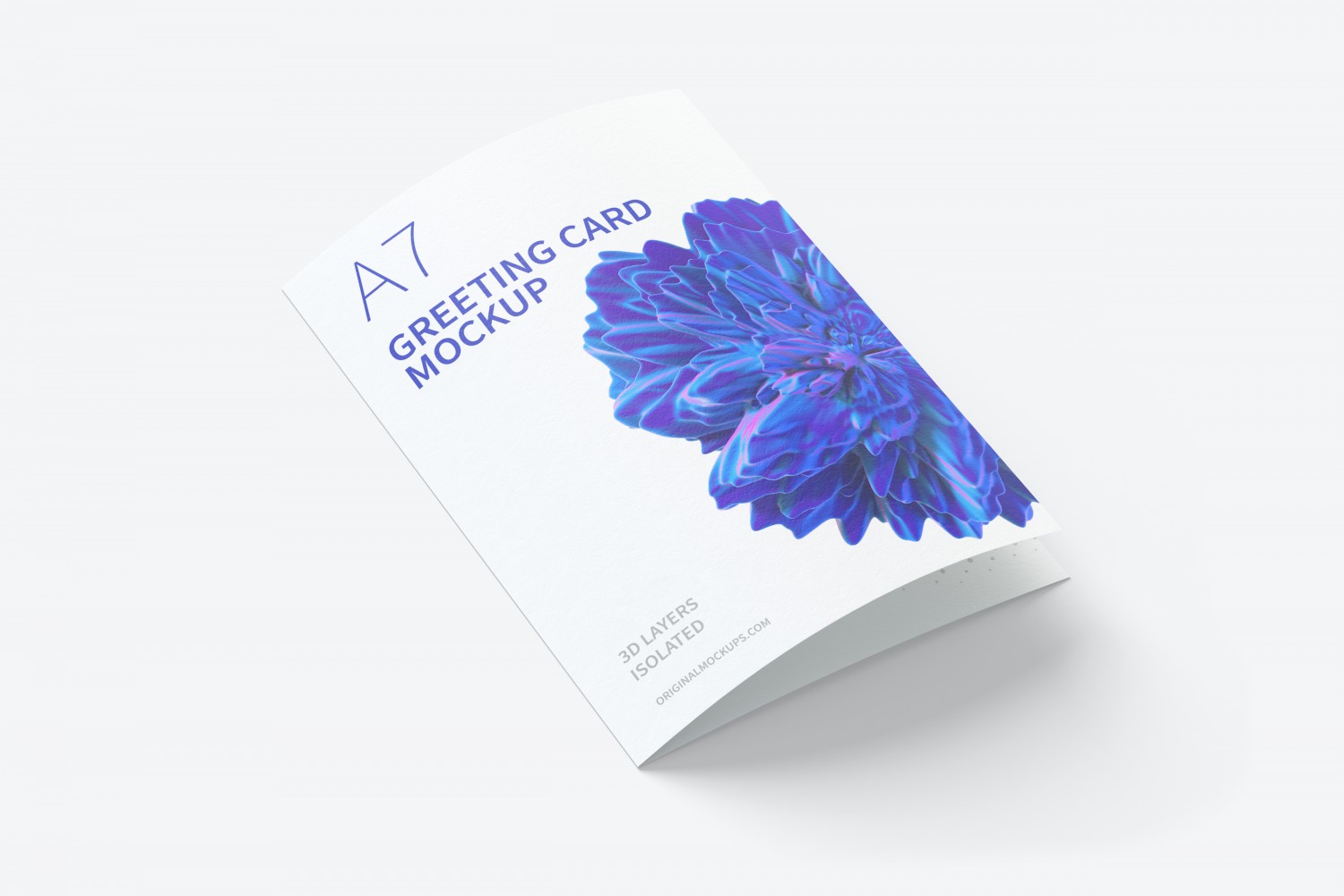 闭合效果A7贺卡设计右视图样机 A7 Greeting Card Mockup, Closed, Right View