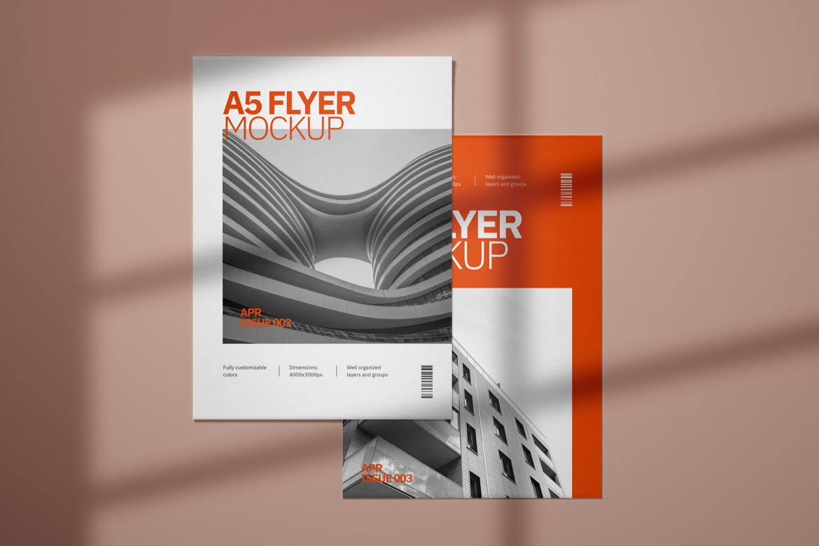 A5尺寸海报/宣传单效果图展示样机模板v7 A5 Flyer Mockup