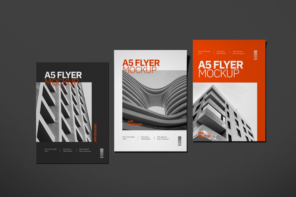 A5尺寸海报/宣传单效果图展示样机模板v3 A5 Flyer Mockup