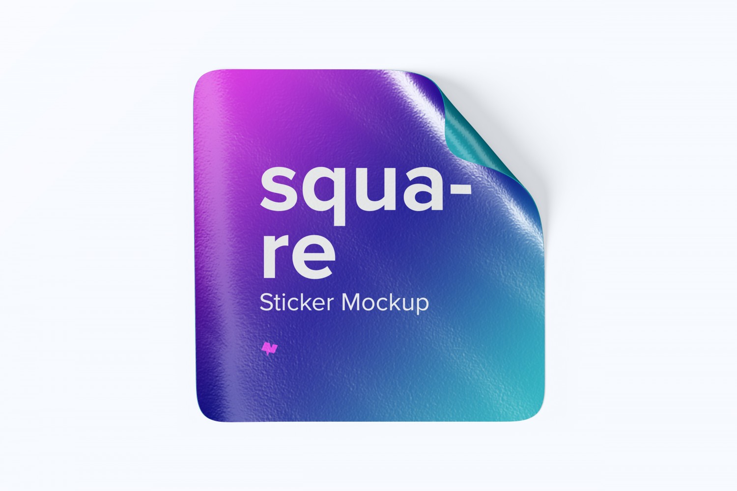 方形贴纸标签设计顶视图样机 Square Sticker Mockup, Top View