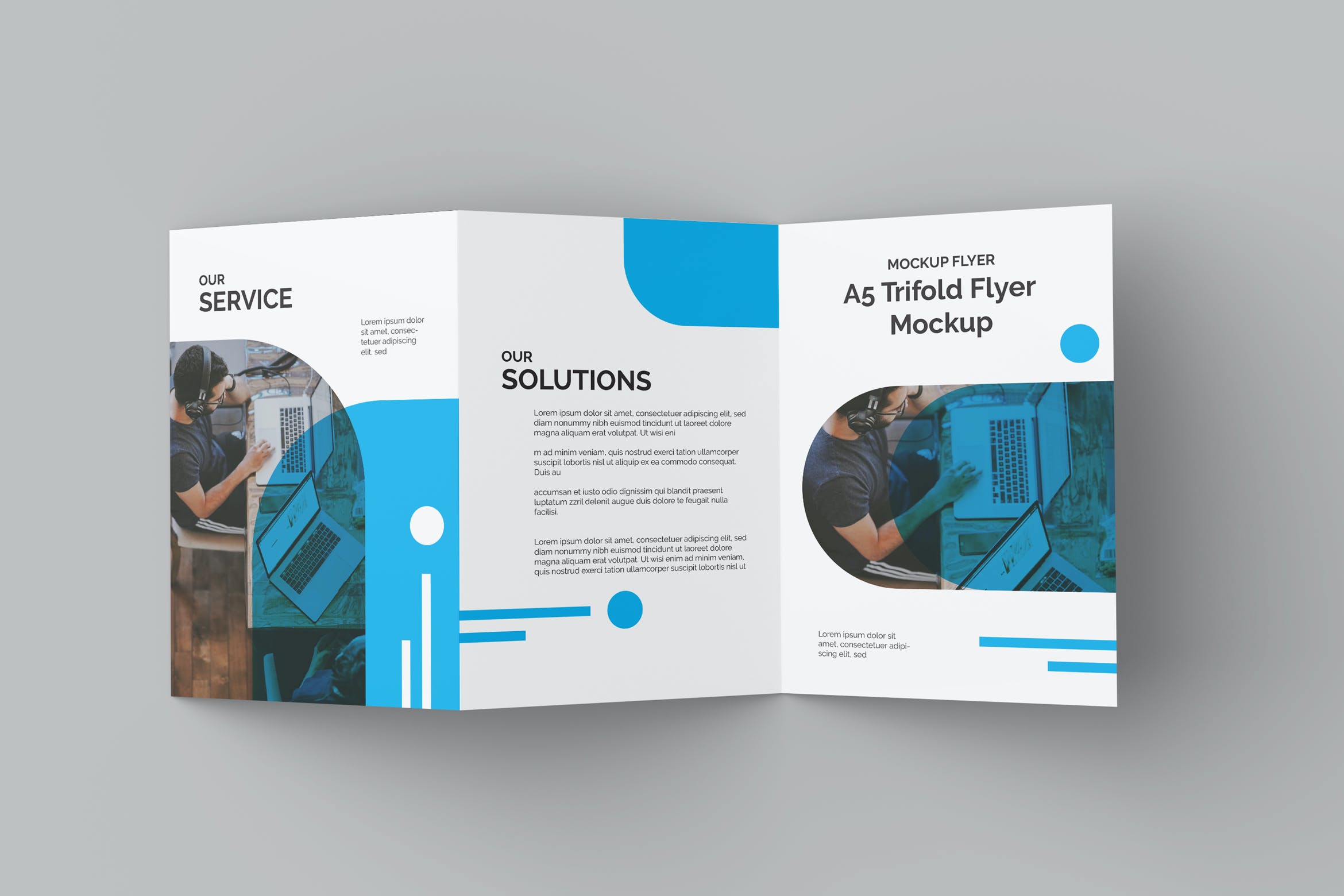 A5三折页宣传单设计样机 A5 Trifold Flyer Mockup