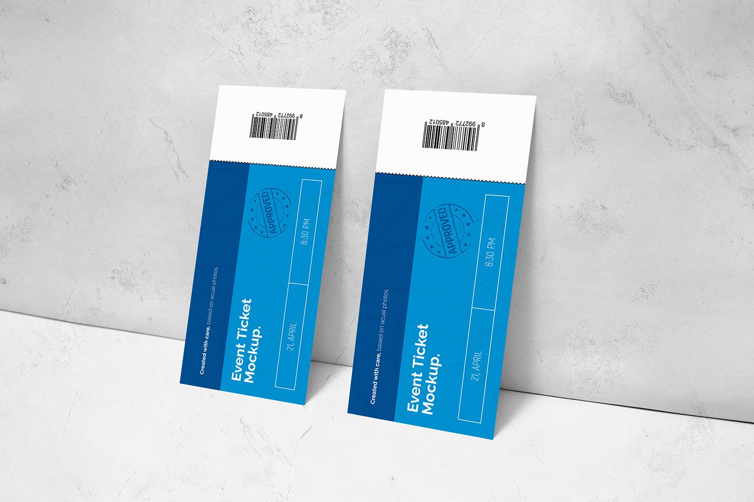 靠墙活动门票效果图样机 Event Ticket Mockup