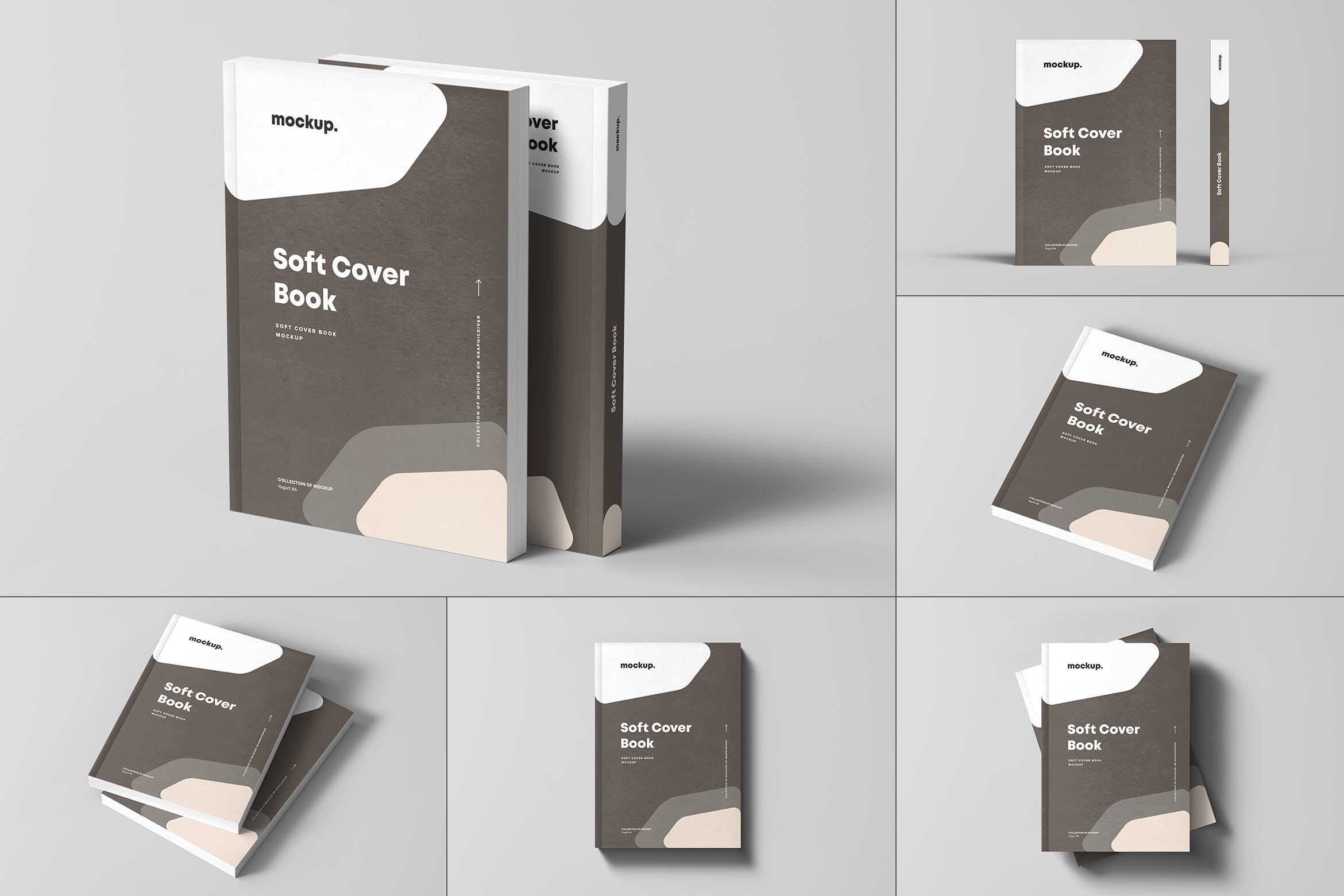 精装书封面设计样机模板 Soft Cover Book Mock-up