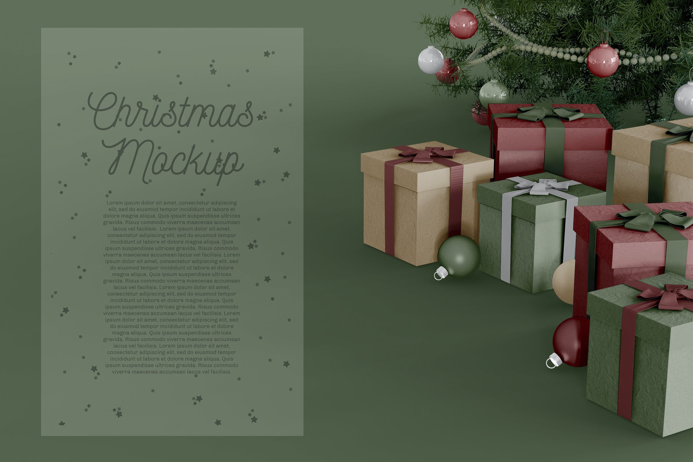 圣诞装饰礼品场景海报样机模板 Christmas Mockup.