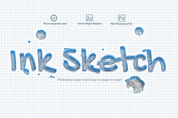 墨水素描photoshop文字效果样式[PSD]