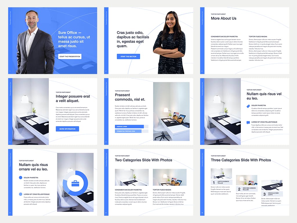 蓝色商务风年终工作总结PPT模板